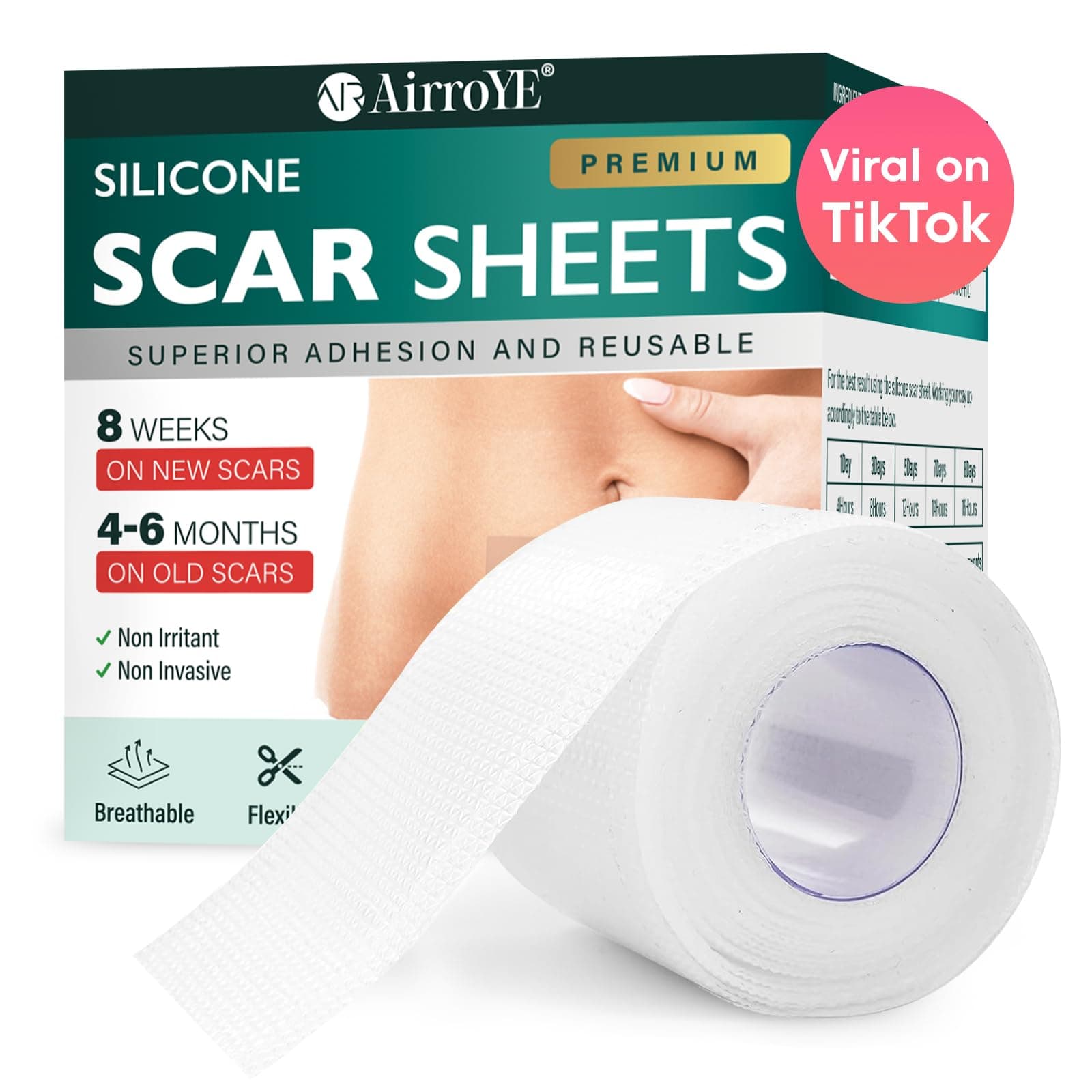 Silicone Scar Sheets for Surgical Scar: Clear Silicone Scar Tape (1.6"x 60" Roll-1.5M) for C-Section - Medical Grade Silicone Scar Sheets for Acne Keloid Stretch Burn Tummy Tuck