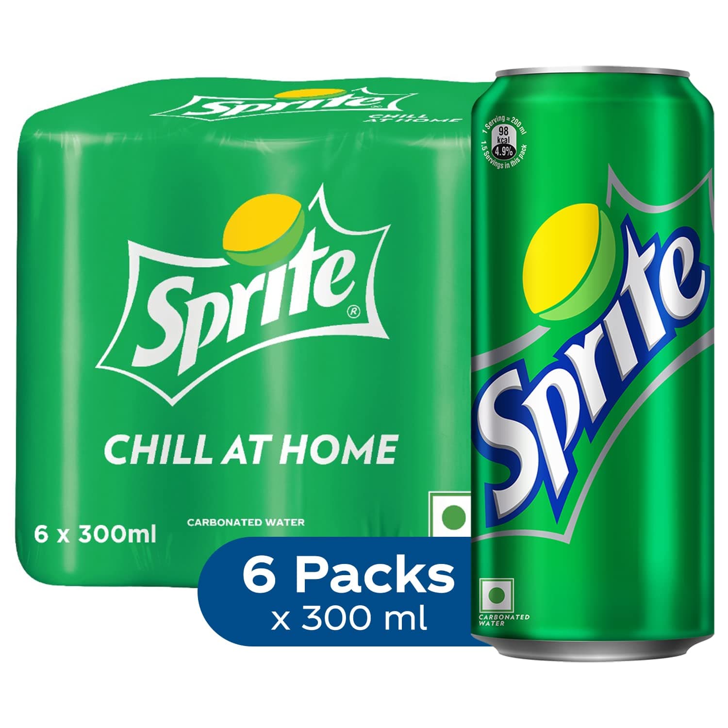 - Sprite Lemon-Lime Flavoured Cold Drink | Refreshing Taste | Clear Soft Drink with No Added Colours | Recyclable Can, 300 ml (Pack of 6)
