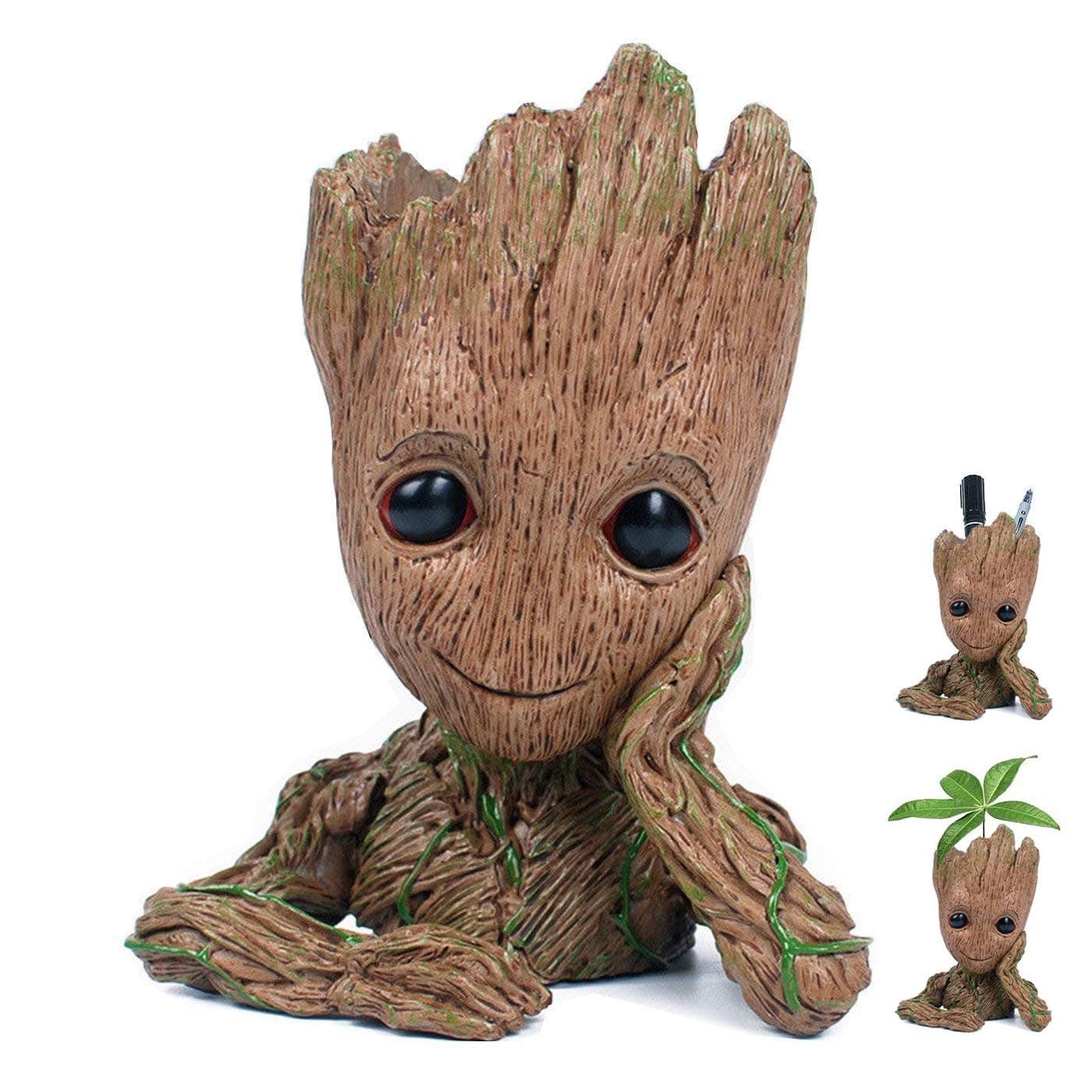 VUL Baby Groot FlowerPot, Cartoon Flowerpot Figures Cute Model, Groot Succulent Planter Cute Green Plants Flower Pot with Hole Pen Pot, Decorative Indoor Action Hero Best Gifts for Kids