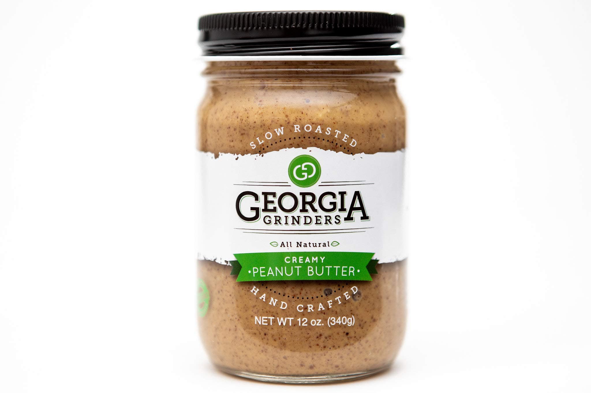 Georgia Grinders Creamy Peanut Butter 12oz (2 ct) Georgia Grown Creamy Gourmet Peanut Butter, Gluten Free, Non-GMO, Kosher