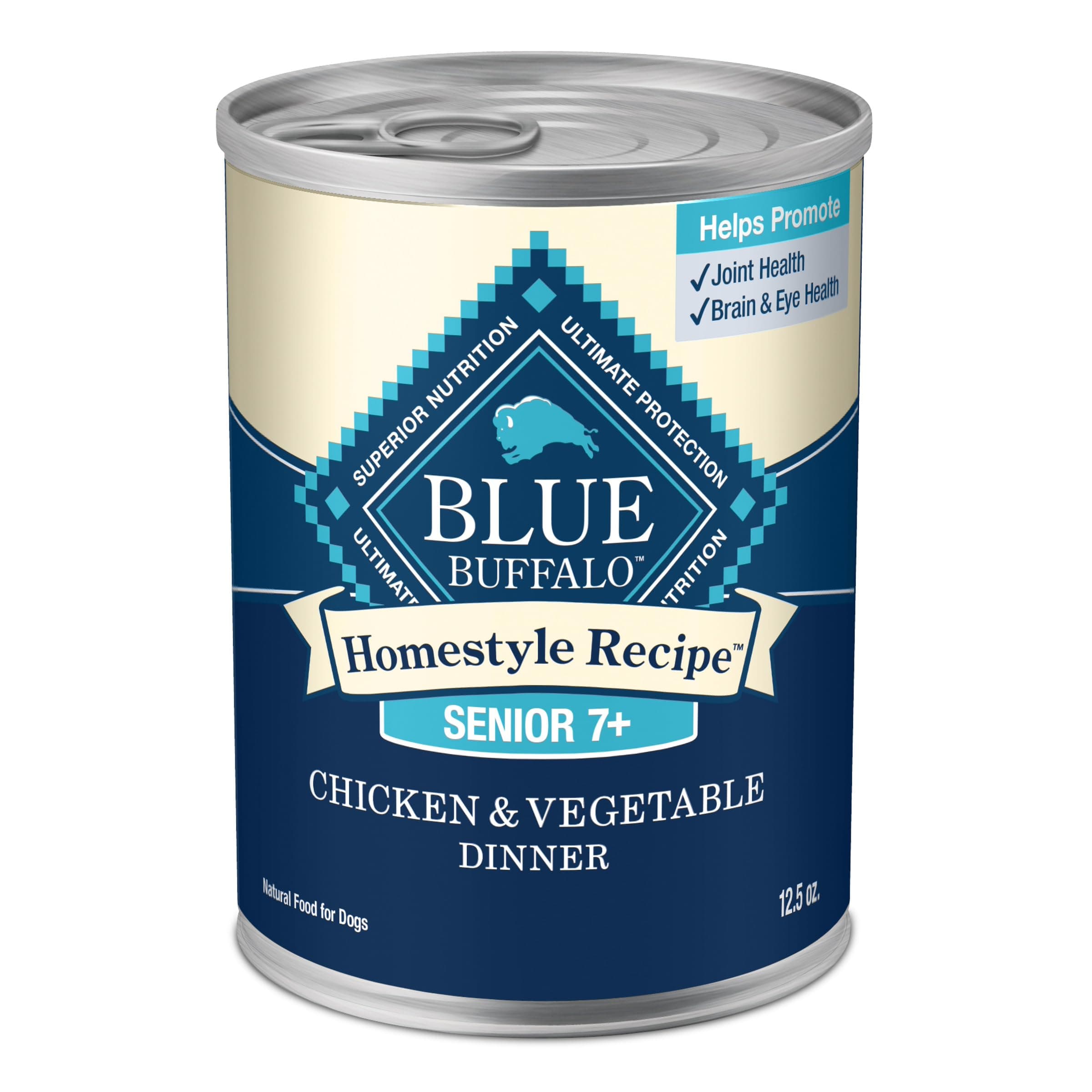 Blue Buffalo Homestyle Recipe Senior Wet Dog Food, Made with Natural Ingredients, Chicken Dinner with Garden Vegetables, 12.5-oz Cans (12 Count)