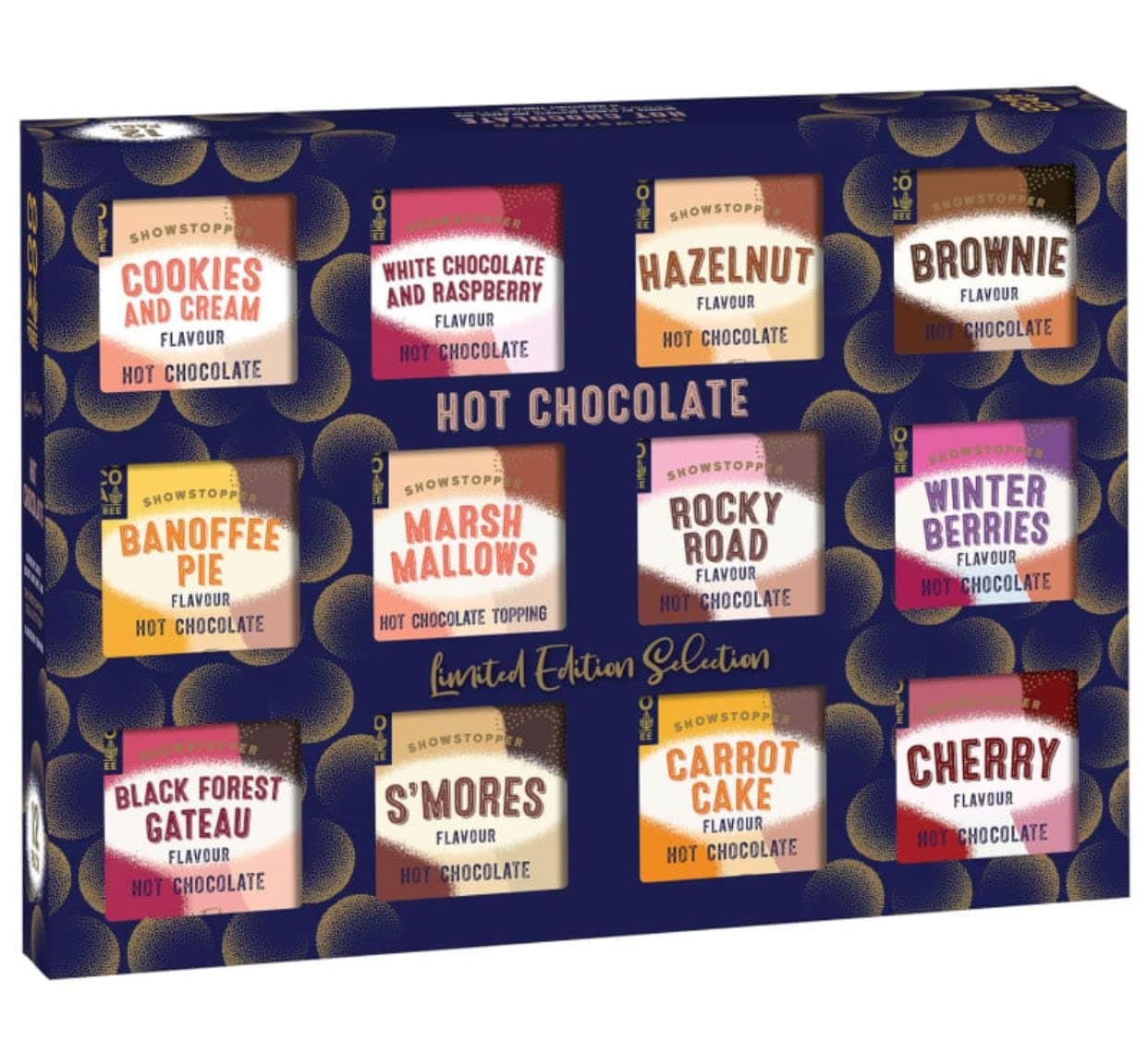 Gourmet Christmas Hot Chocolate Gift Set – 12 Pack Assorted Flavours Selection Gift Box – 11 Delicious Desserts & Cakes Inspired Hot Chocolate Sachets & 1 Mini Marshmallows Limited Edition
