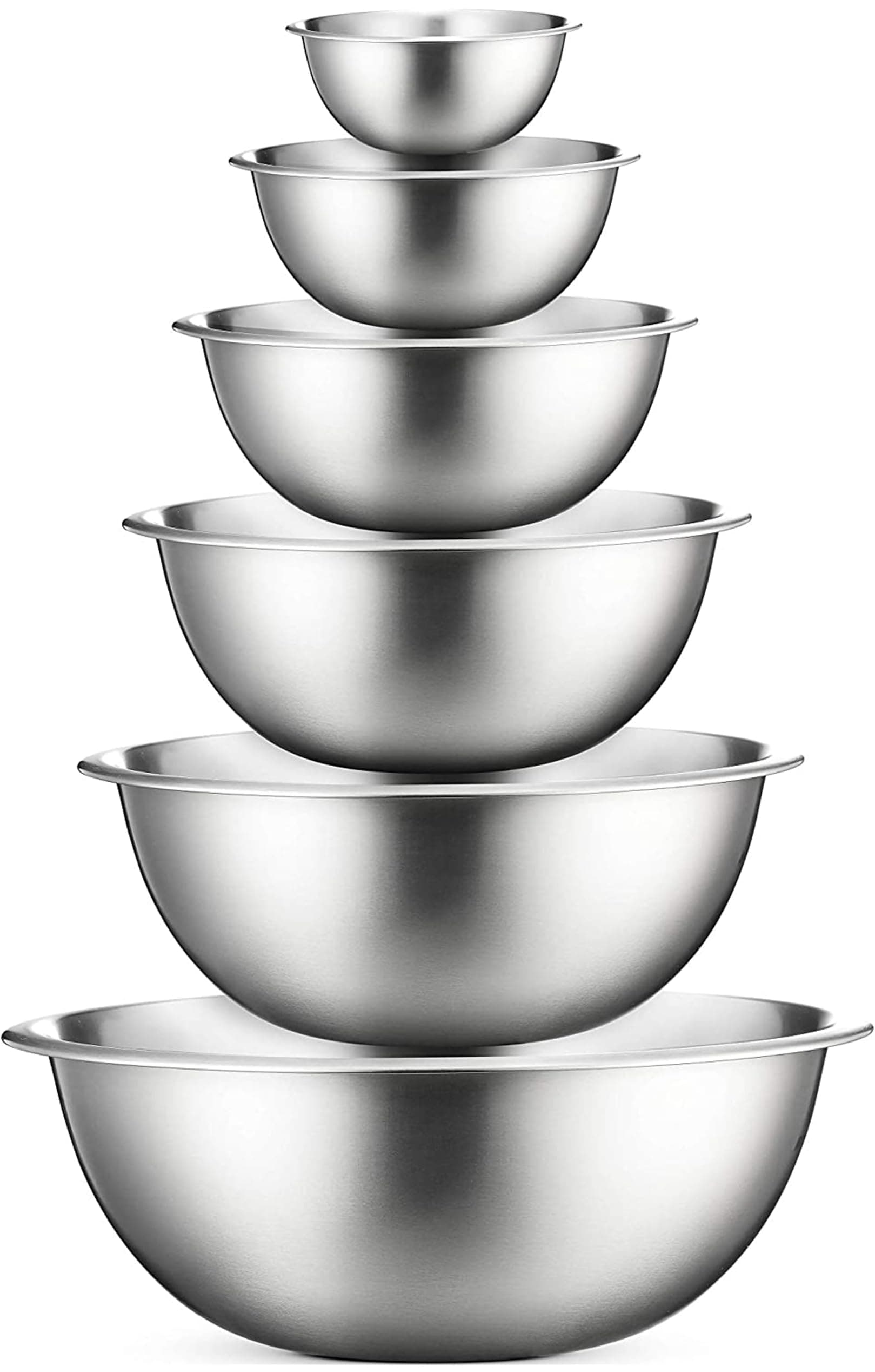 FineDine Stainless Steel Mixing Bowls (Set of 6) Polished Mirror Finish Nesting Bowl, ¾ - 1.5-3 - 4-5 - 8 Quart - Cooking Supplies