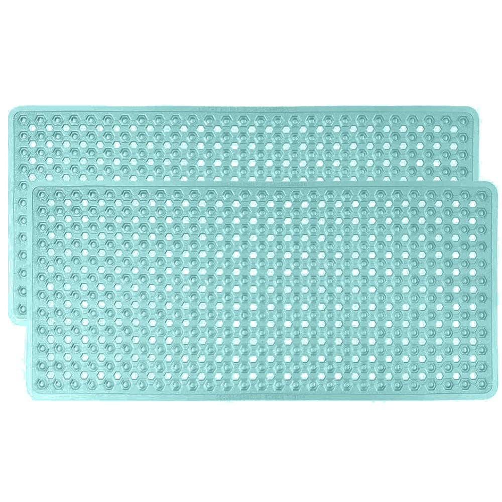 Gorilla Grip Patented Shower and Bathtub Mat, 35x16, Long Bath Tub Floor Mats with Suction Cups and Drainage Holes, Machine Washable and Soft on Feet, Bathroom and Spa Accessories, 2 Pack Green
