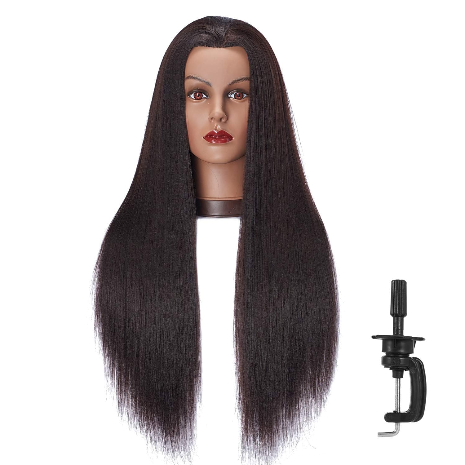 26-28'' Mannequin Head Yaki Synthetic Fiber Hair Styling Training Head Dolls for Cosmetology Manikin Maniquins Practice Head with Stand (9926BY0220)