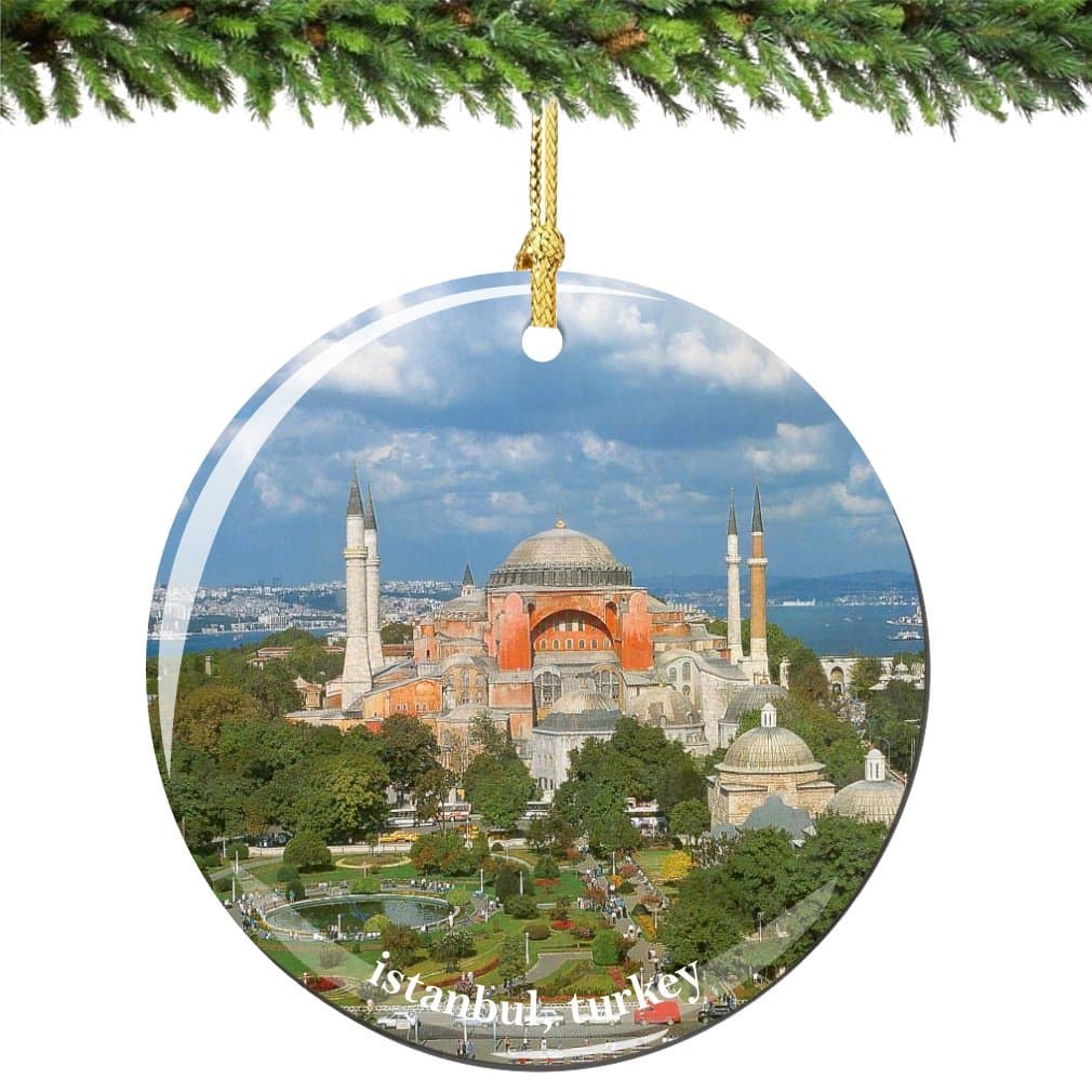 Istanbul Christmas Ornament Porcelain 2.75 Inch Double Sided Turkish Christmas Ornament
