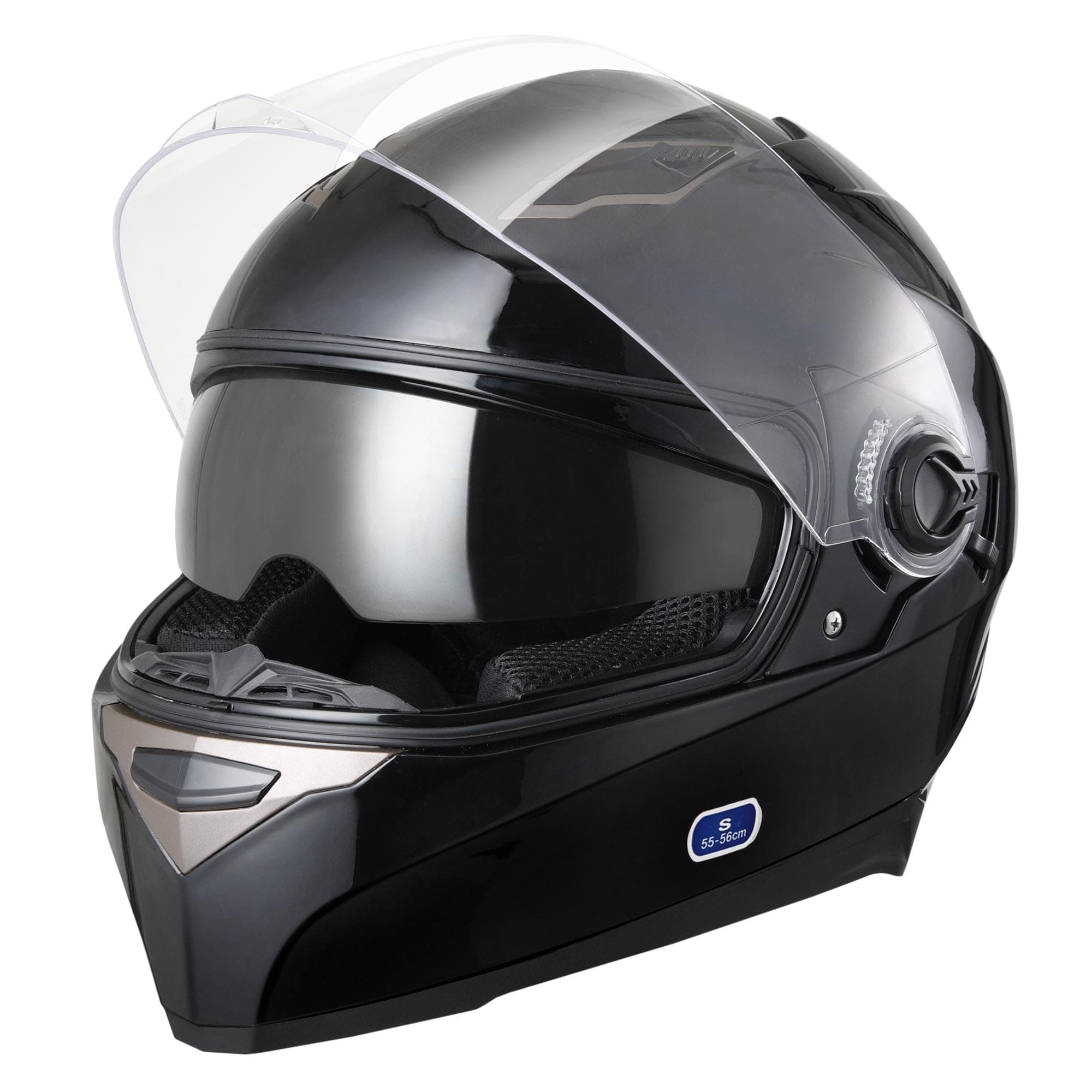 AHR Motorcycle Full Face Helmet Dual Visor Street Bike Lightweight DOT Approved Helmet Snowmobile Touring Sports for Adult Run-F1 (Black, Small)