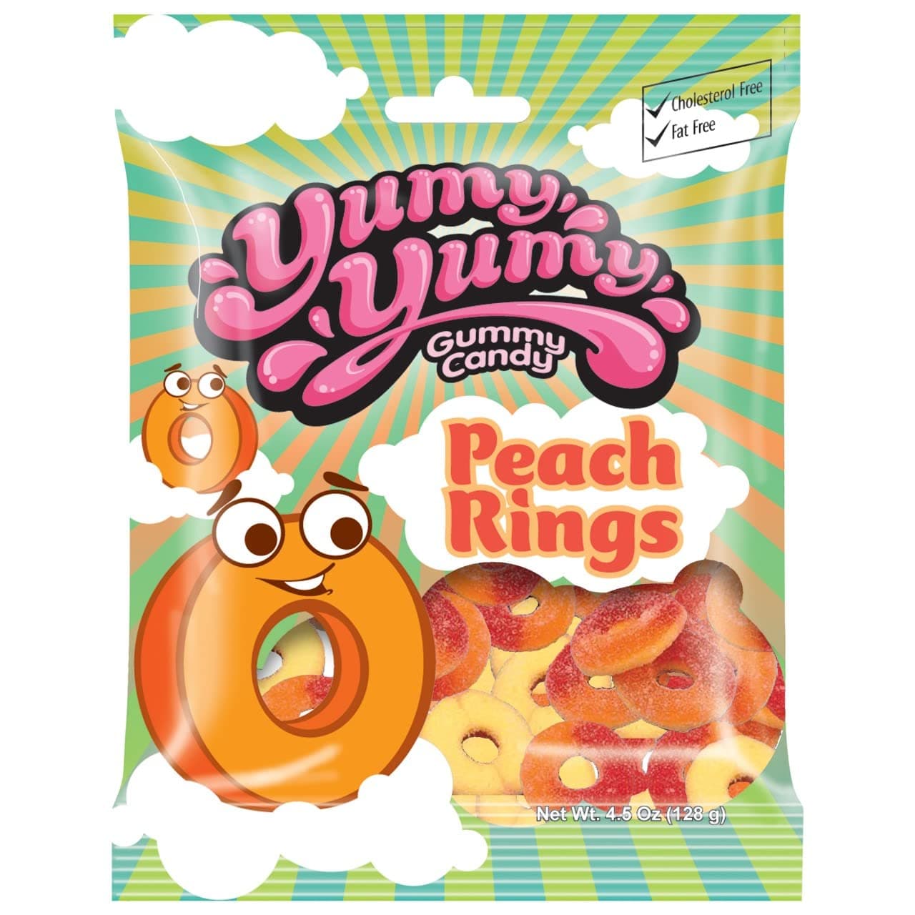Peach Rings Gummy Candy 5 ounce (Pack of 12) - Fruity, Soft & Sweet Gummy Candy for Kids, Gift Snacks & Parties - Individually Wrapped Peach Ring Gummies by Kervan
