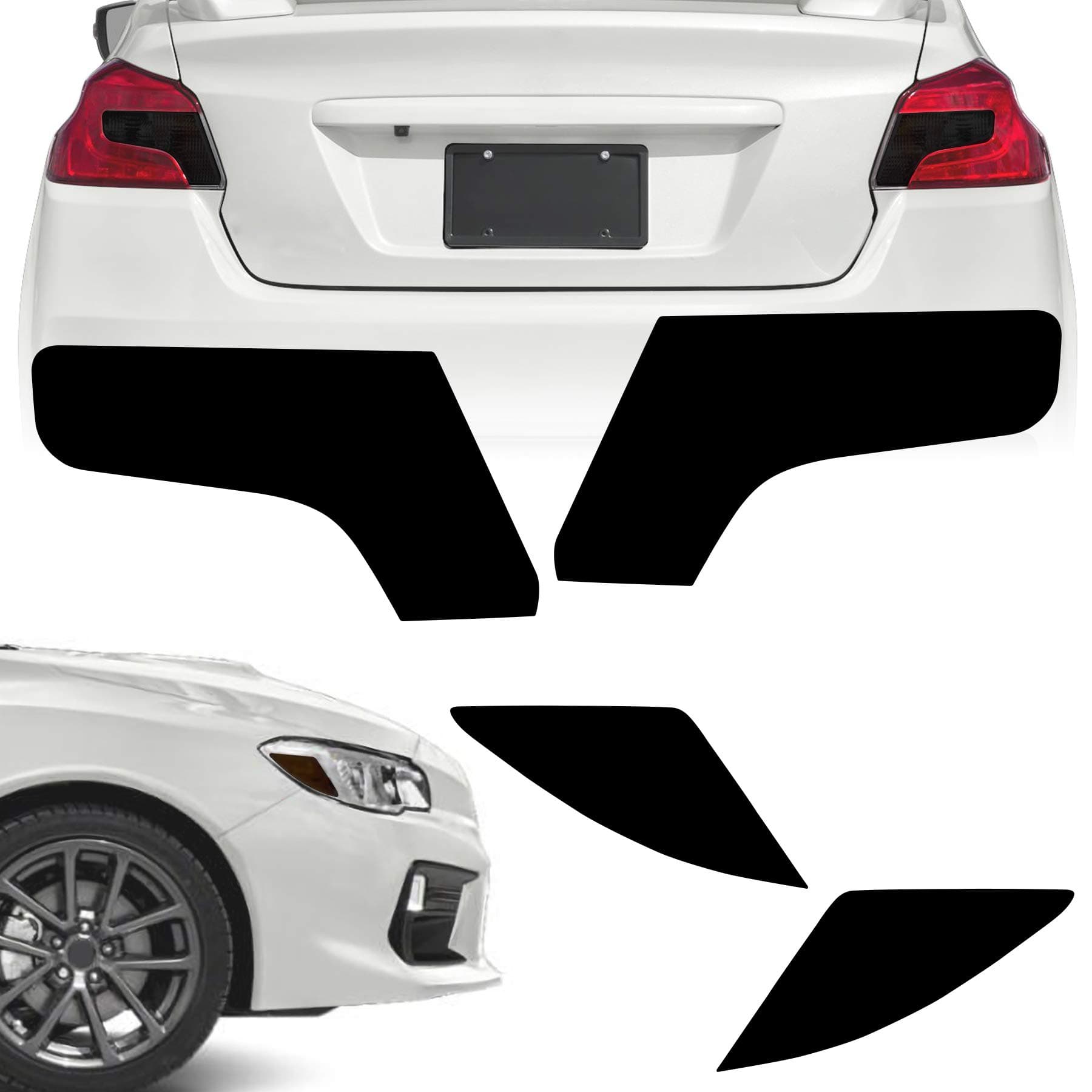 Blackout Headlight & Taillight Vinyl Tint Film, Precut Overlay, Tail Light Wrap Cover Compatible with Subaru WRX/WRX STI 2015-2020