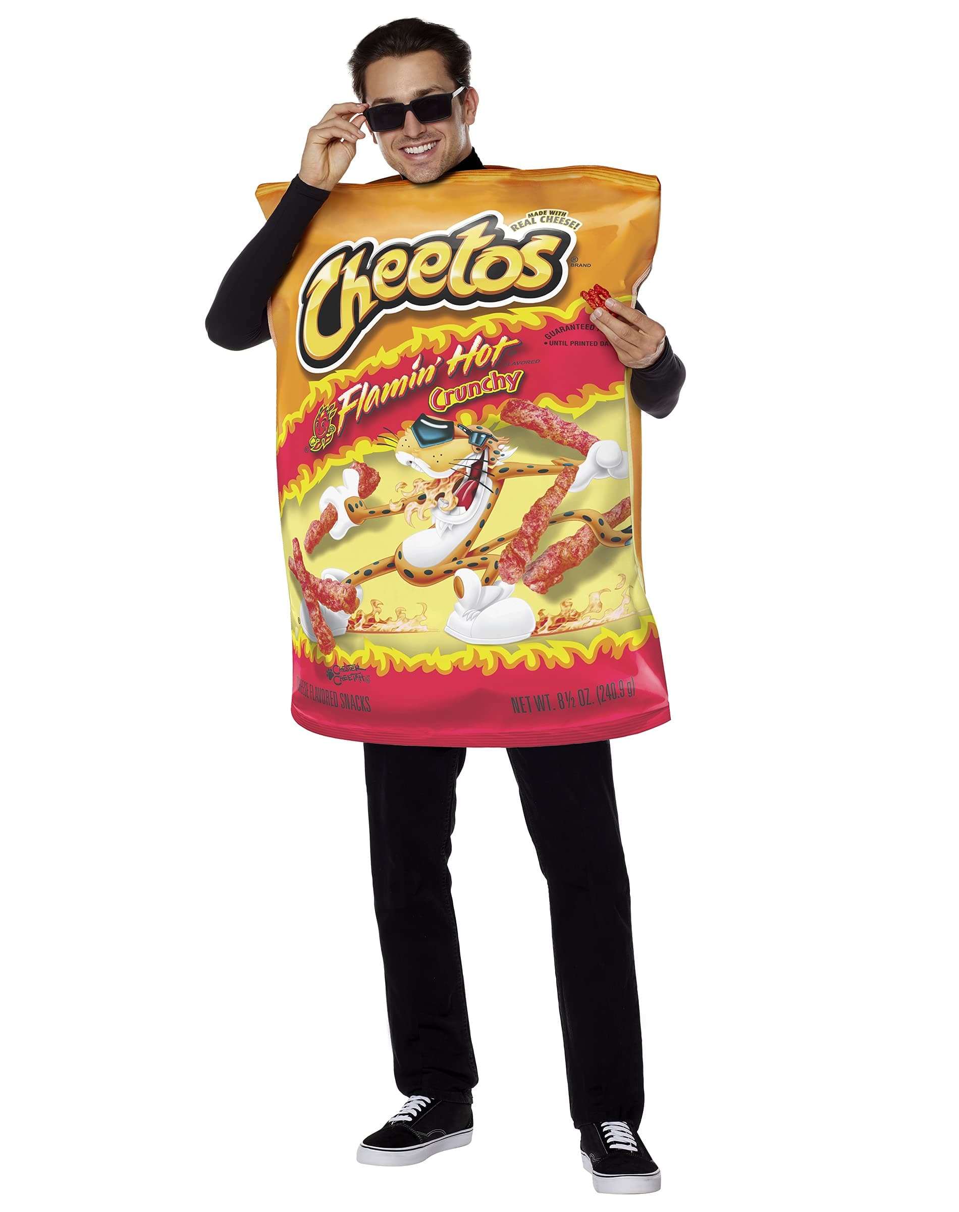 Spirit Halloween Cheetos Adult Flamin Hot Cheetos Bag Costume | Officially Licensed | Funny Halloween Costume