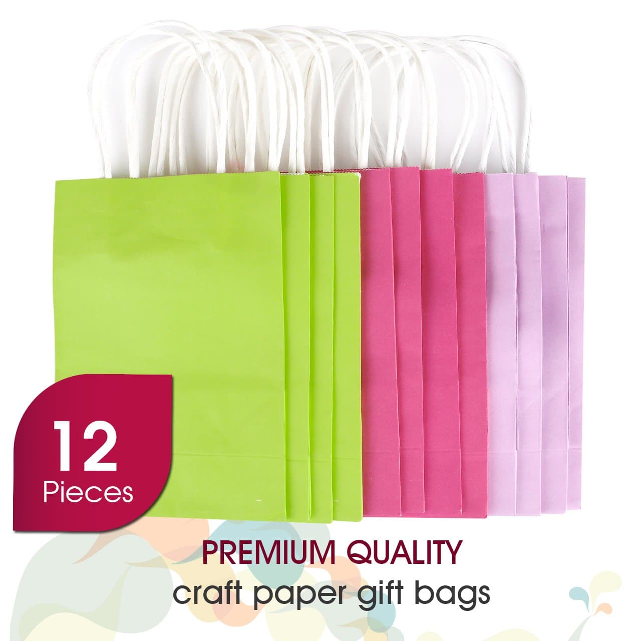 Colored Paper Bag - Colorful Gift Bags with Handles - Souvenir Giveaway Bags - 1 Dozen Bulk by Yazycraft