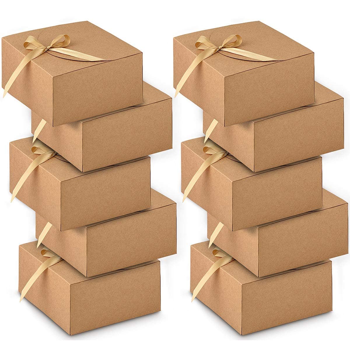 Gift Boxes with Lids, WantGor 10 Pack 8x8x4inch Kraft Paper Gift Wrap Boxes for Gifts, Bridesmaids, Chocolate, Cupcake, Crafting (Brown)
