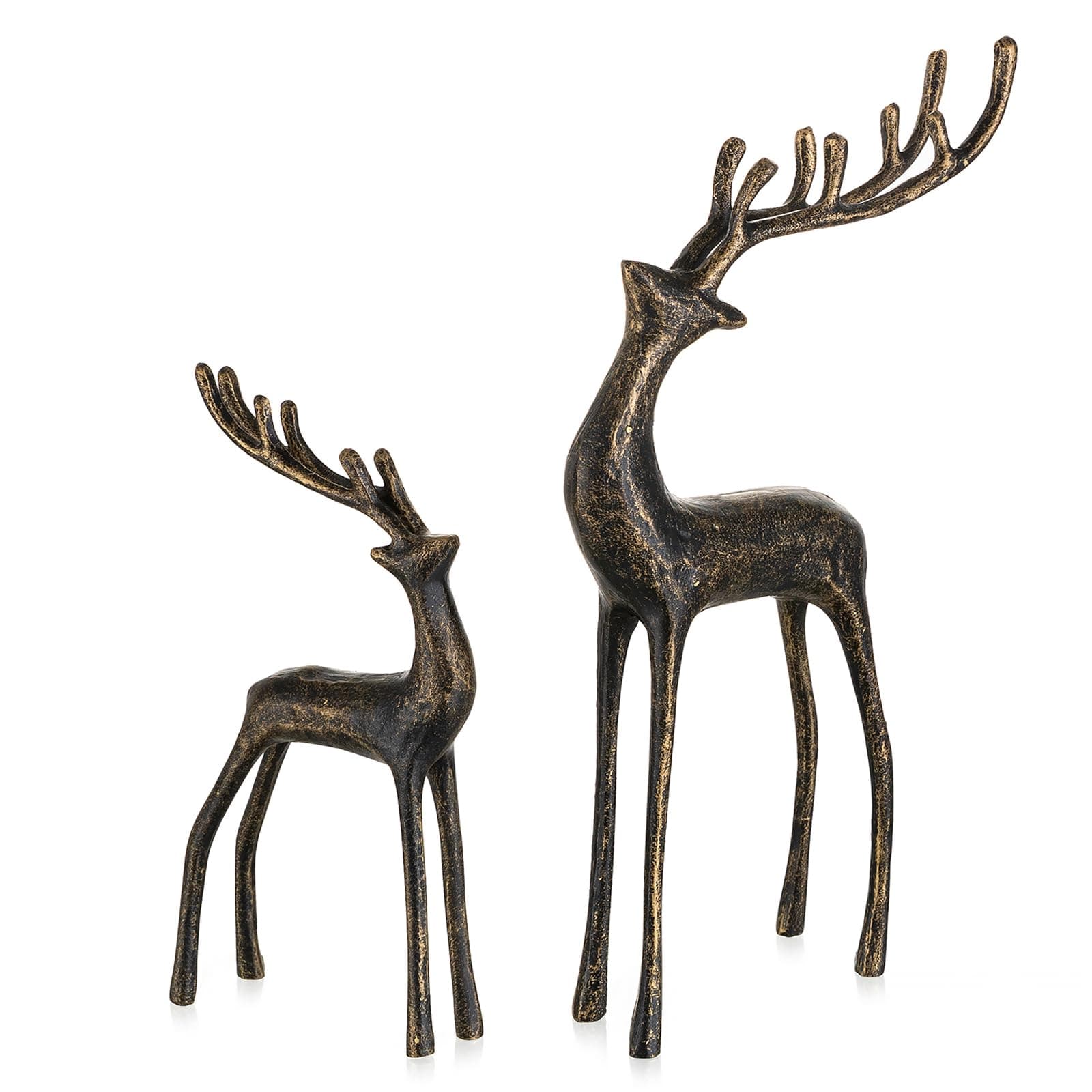Sziqiqi Christmas Reindeer Figurines for Centerpieces: Black Iron Reindeer Christmas Decor for Dining Room Table - Vintage Standing Deer for Coffee Table Fireplace Entryway Shelves Office Indoor