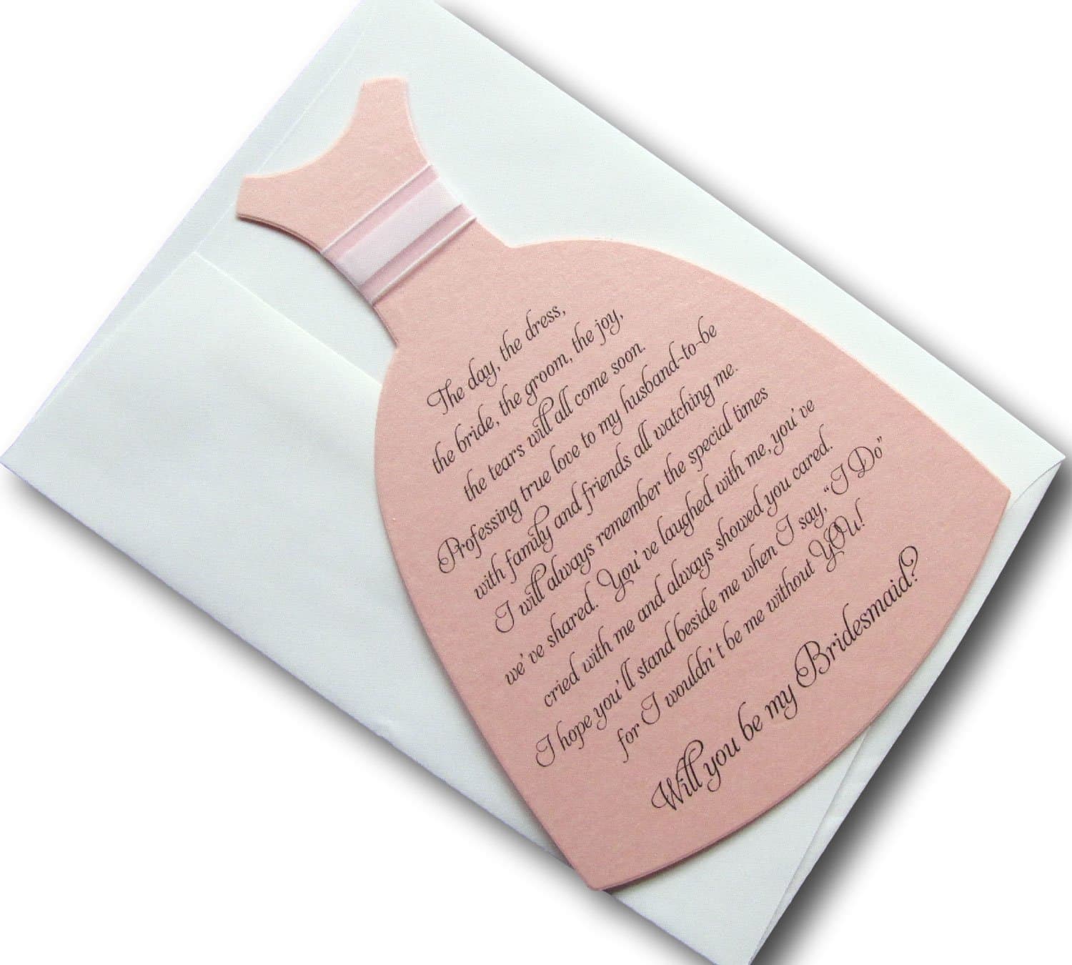 Will You Be My Bridesmaid Invitation Dress Shaped Card (1, Pale Pink) by Moonlightstamper