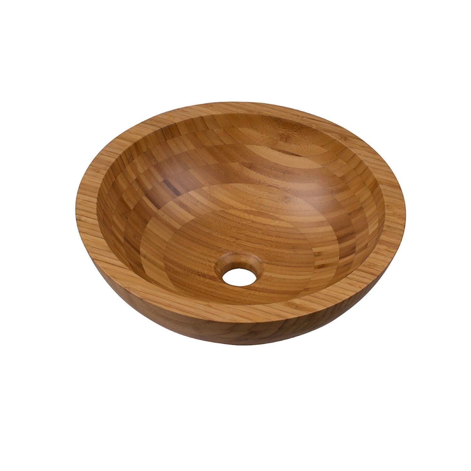 Aria Round 16" Bamboo Vessel Sink Contemporary & Zen Above Counter Bathroom Lavatory Vanity Sink Basin for Spa, Sauna Style NHA1190101