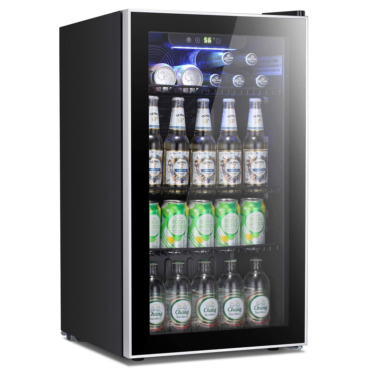 Beverage Refrigerator Cooler -120 Can Mini Fridge Glass Door for Soda Beer or Wine Constant Glass Door Small Drink Dispenser Clear Front for Home, Office Bar 3.2cu.ft