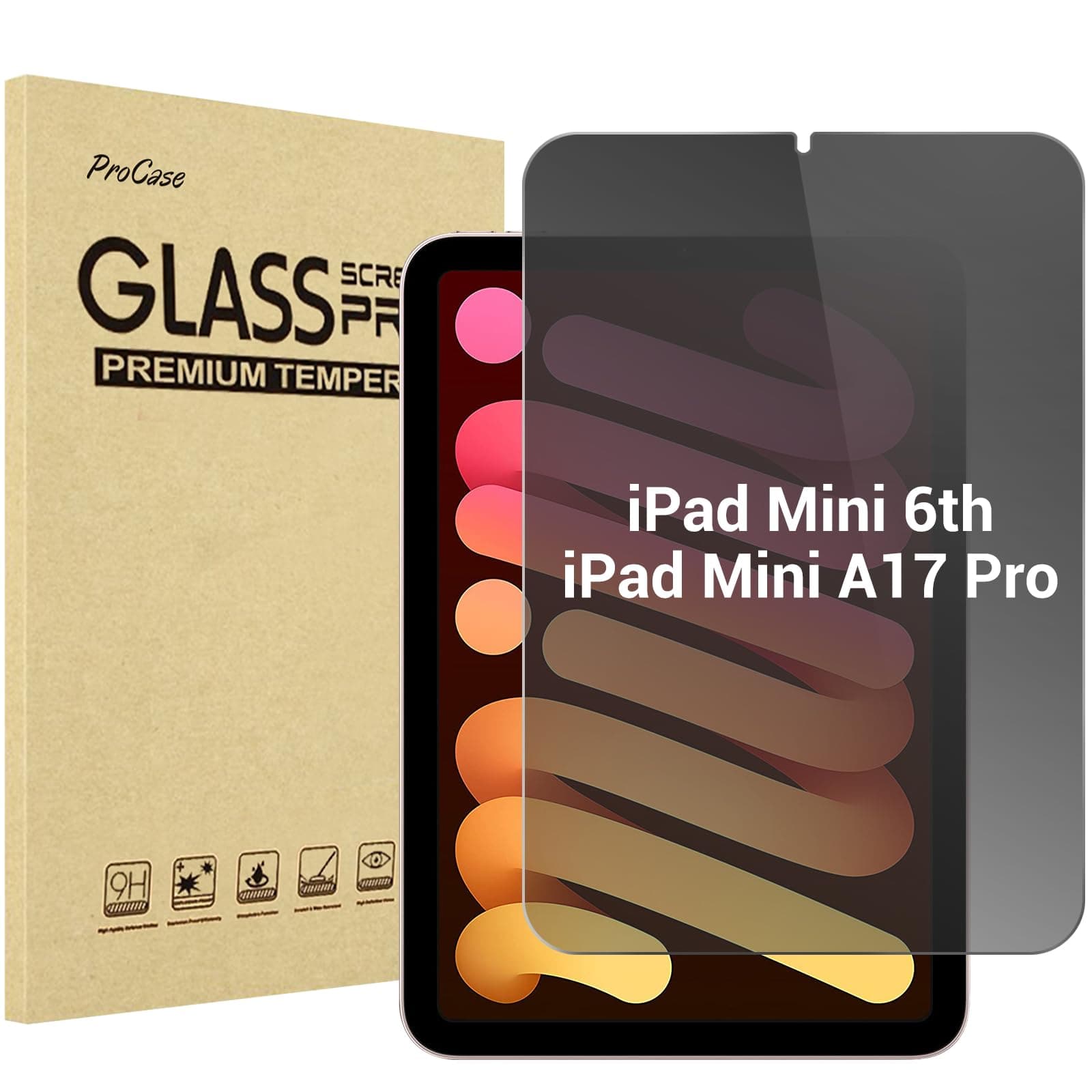 ProCase Privacy Screen Protector for iPad Mini 7th(A17 Pro) 2024 / Mini 6th G...