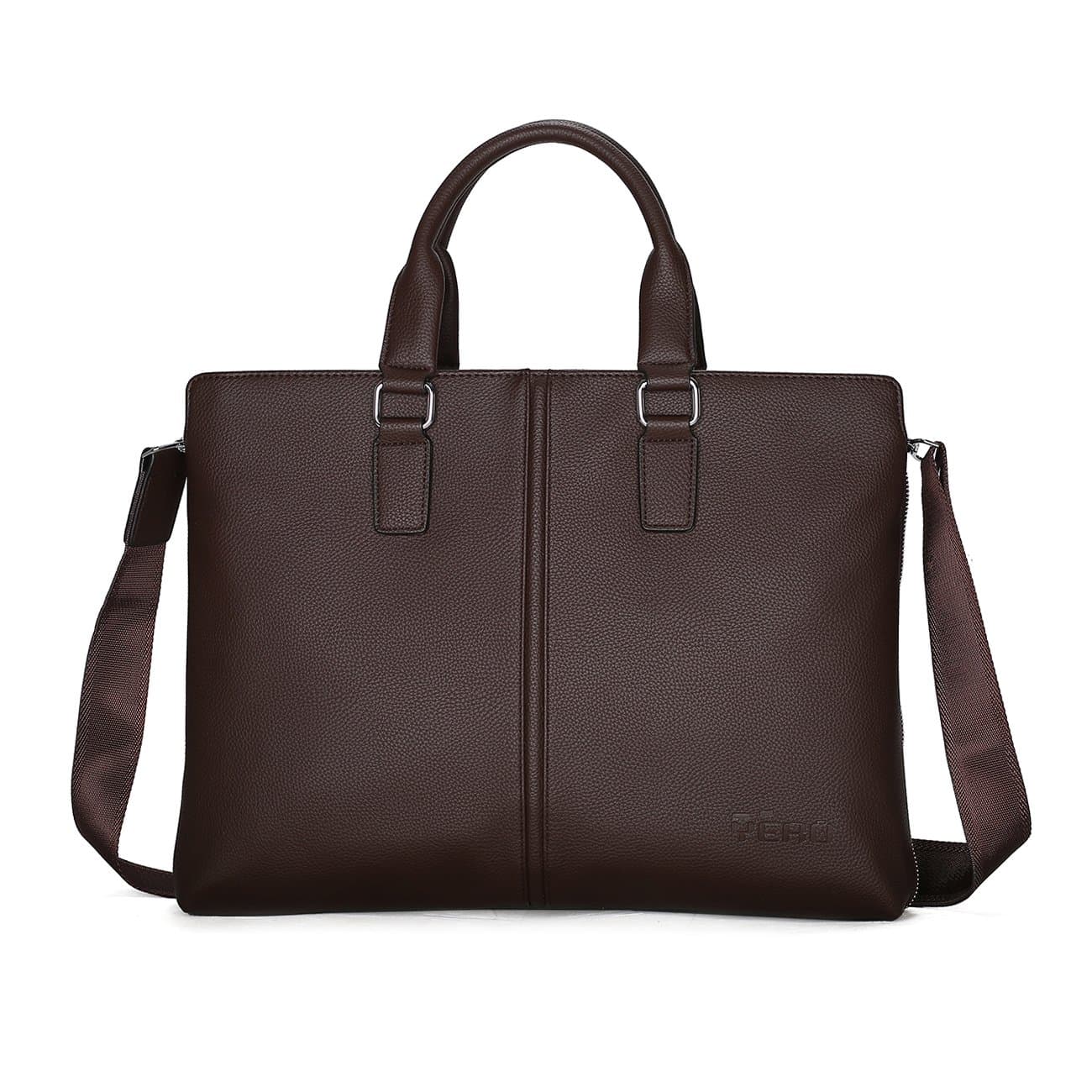 Business Mens Briefcase Soft Leather Laptop Briefcase for Lawyers Office Bag Slim Expandable Briefcases Professional Messenger Bags Brown