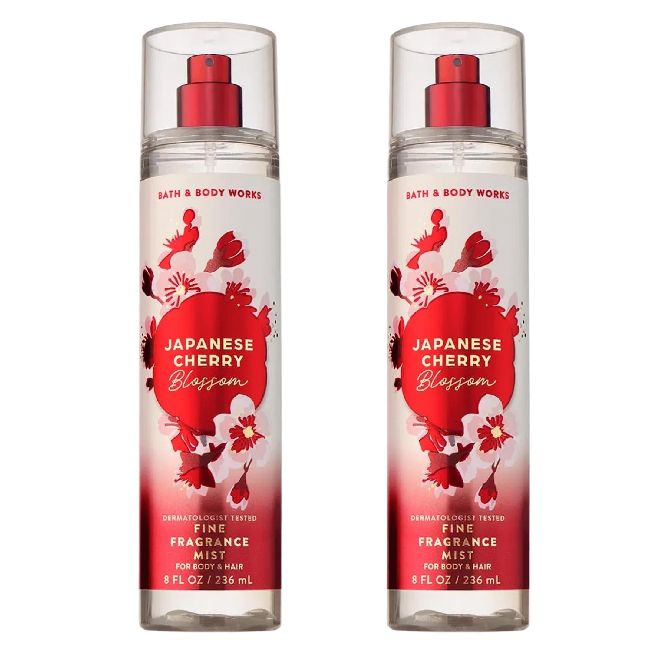 Bath & Body Works Japanese Cherry Blossom Fine Fragrance Mist, Body Spray & Perfume for Women, Long-Lasting Personal Fragrance, Iconic Floral Scent, 8 fl oz - 2 Pack