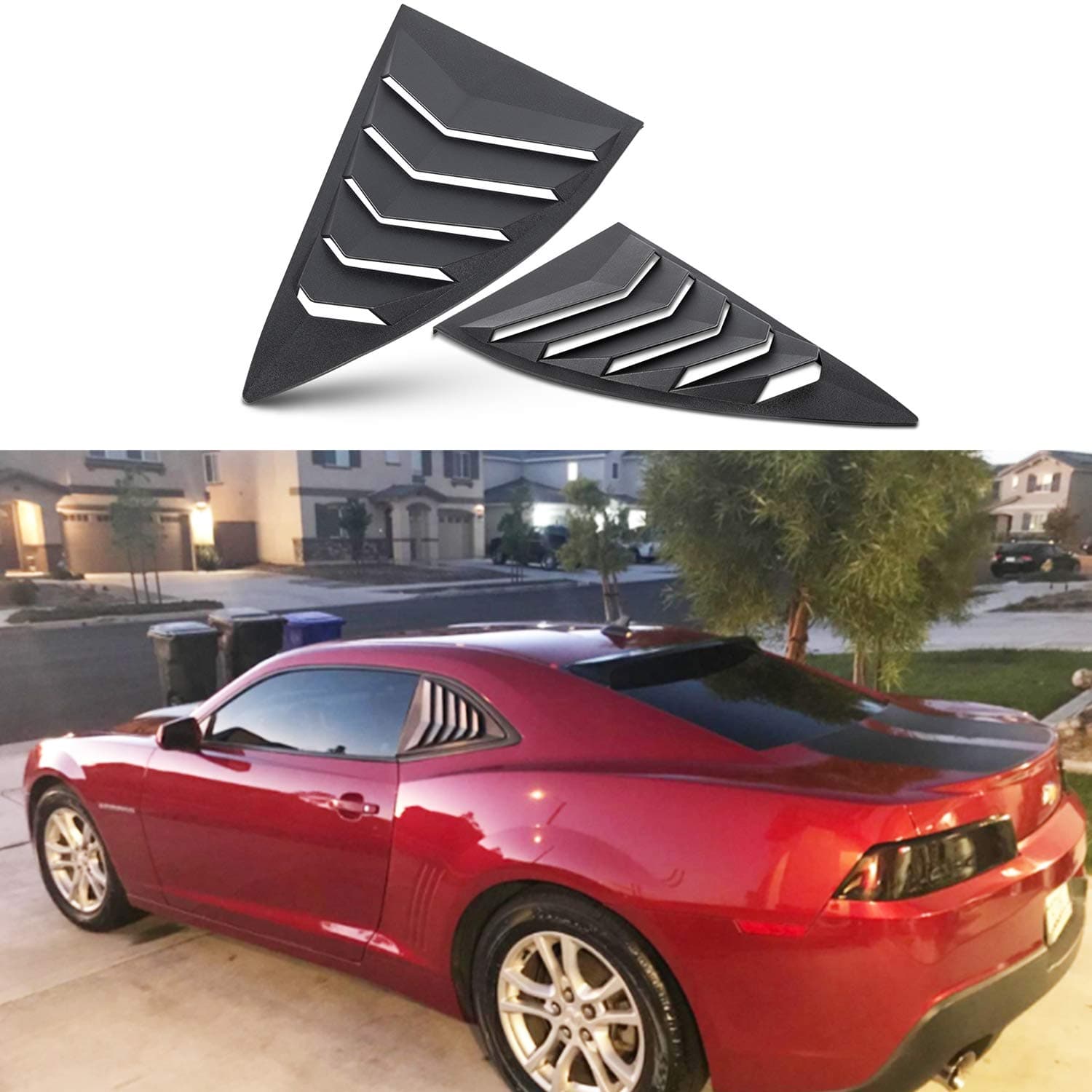 Sunluway for Chevy Camaro 2010-2015 Quarter Side Window Scoop Louvers ABS Window Visor Cover Sun Rain Shade Vent