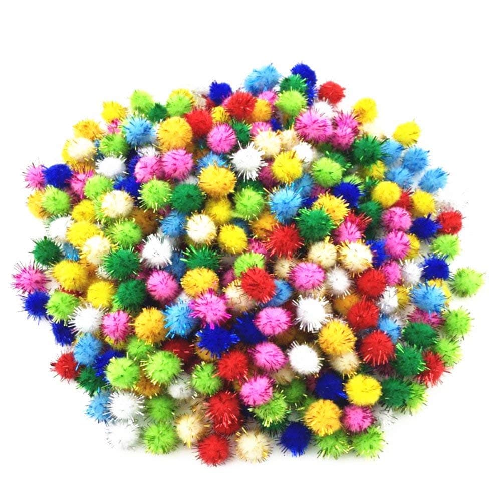 Kbraveo 1000pcs 1/2 Inch Glitter Poms Sparkle Balls for Craft,Multicolored Glitter Poms