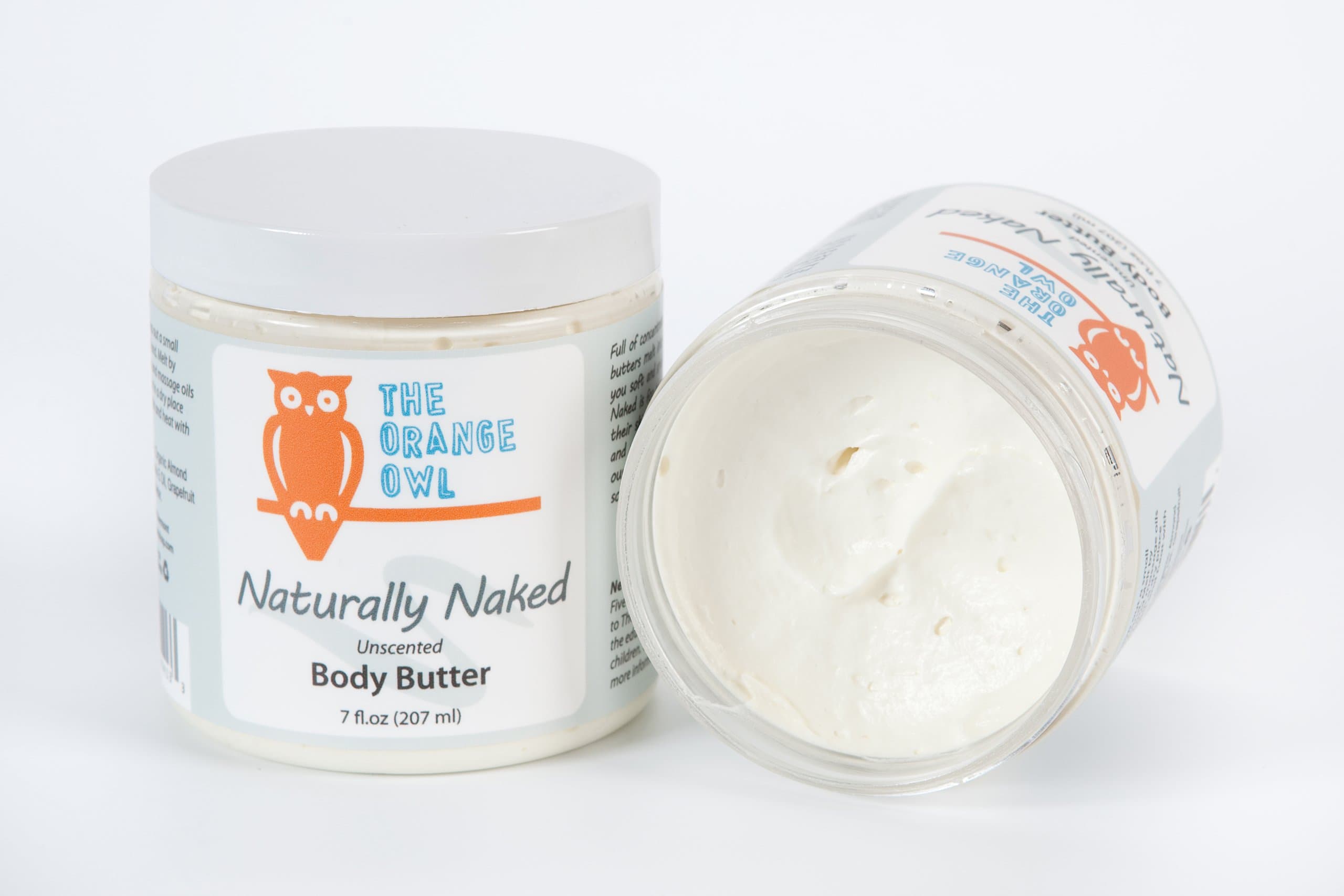 The Orange Owl 100% Vegan 7oz Body Butter - Naturally Naked (Unscented)
