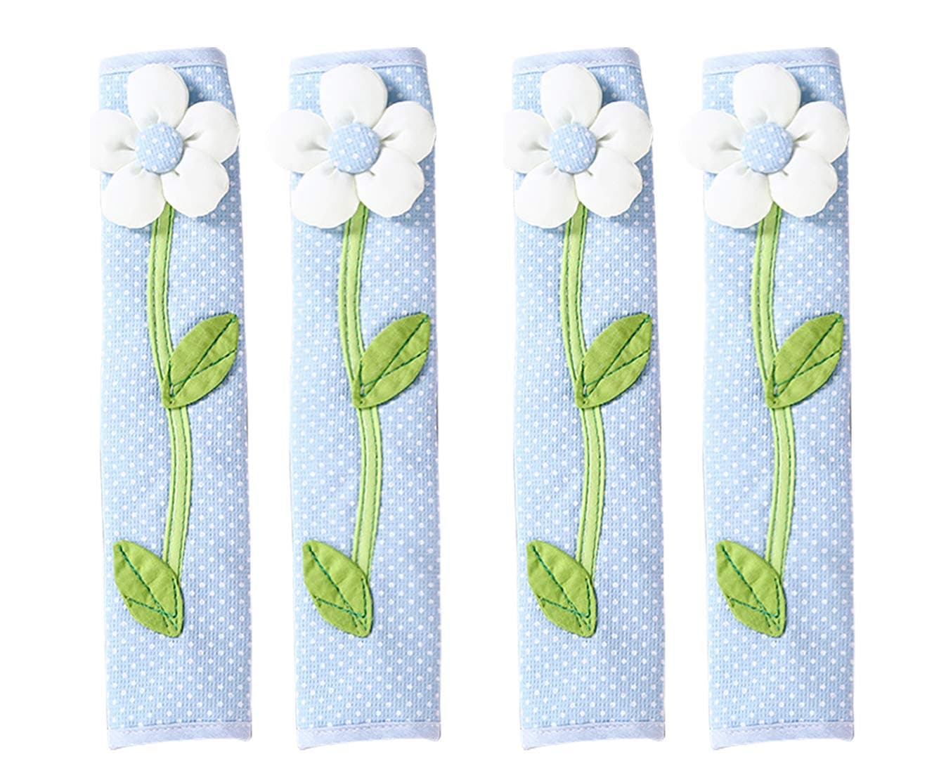 KEFAN Refrigerator and Door Handle Covers Kitchen Appliance Protective Gloves Anti-Slip Decor for Ovens Microwaves (4 Blue Flowers)