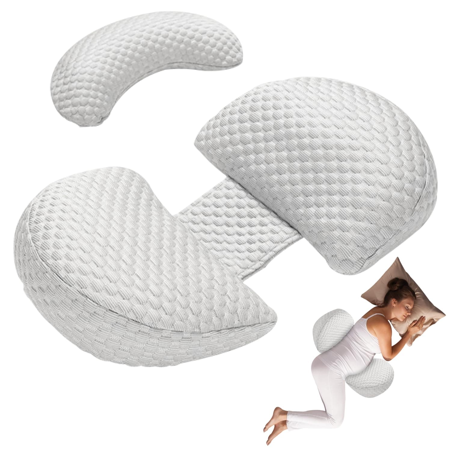 Pregnancy Pillow for Pregnant Women, Baby Bub Maternity Pillow with Detachable and Adjustable Pillow Cover, Pregnancy Body Pillow Support Back, Legs, Belly, HIPS Grey