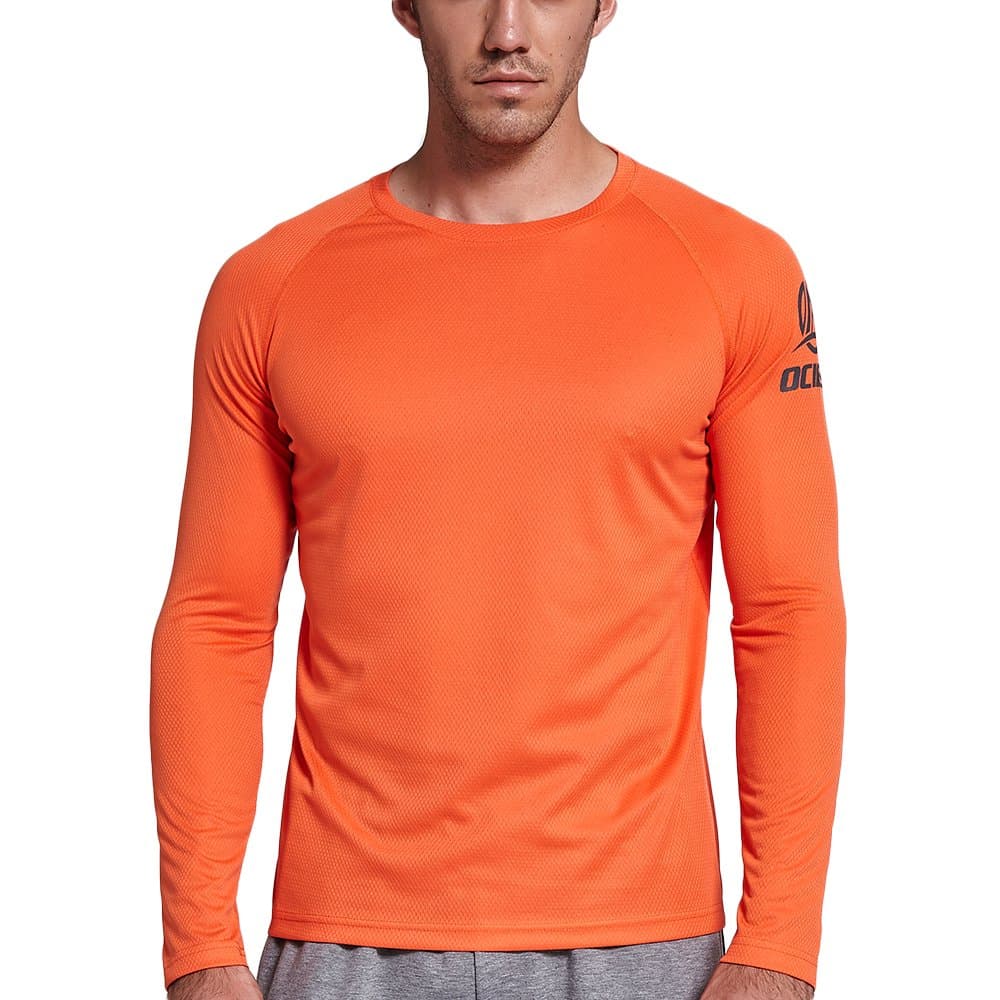 OCIESS Men's UPF 50+ Long Sleeve Performance Athletic Shirts Orange