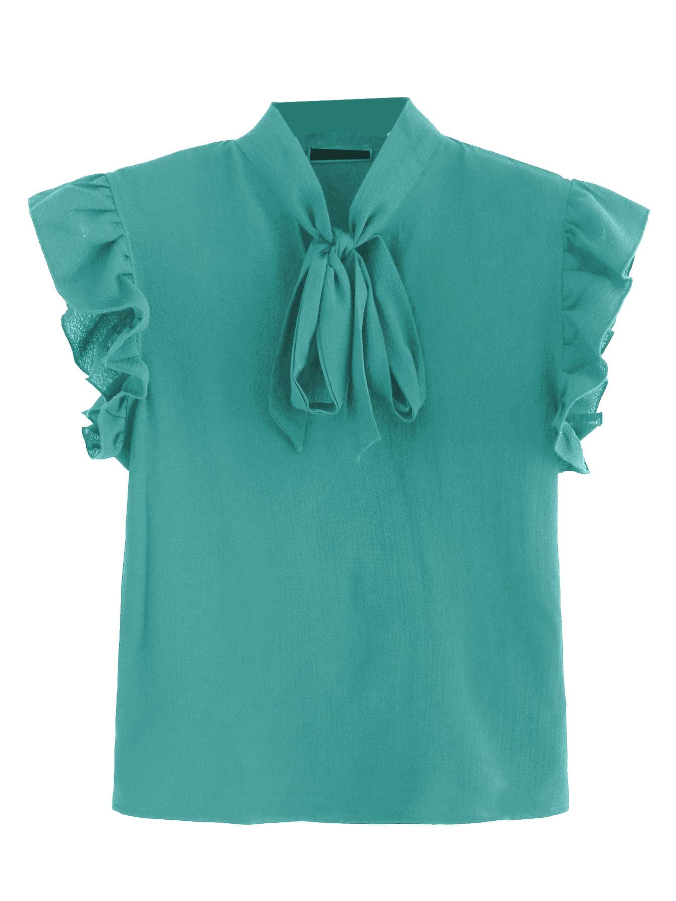 Women's Casual Cap Sleeve Bow Tie Blouse Top Shirts