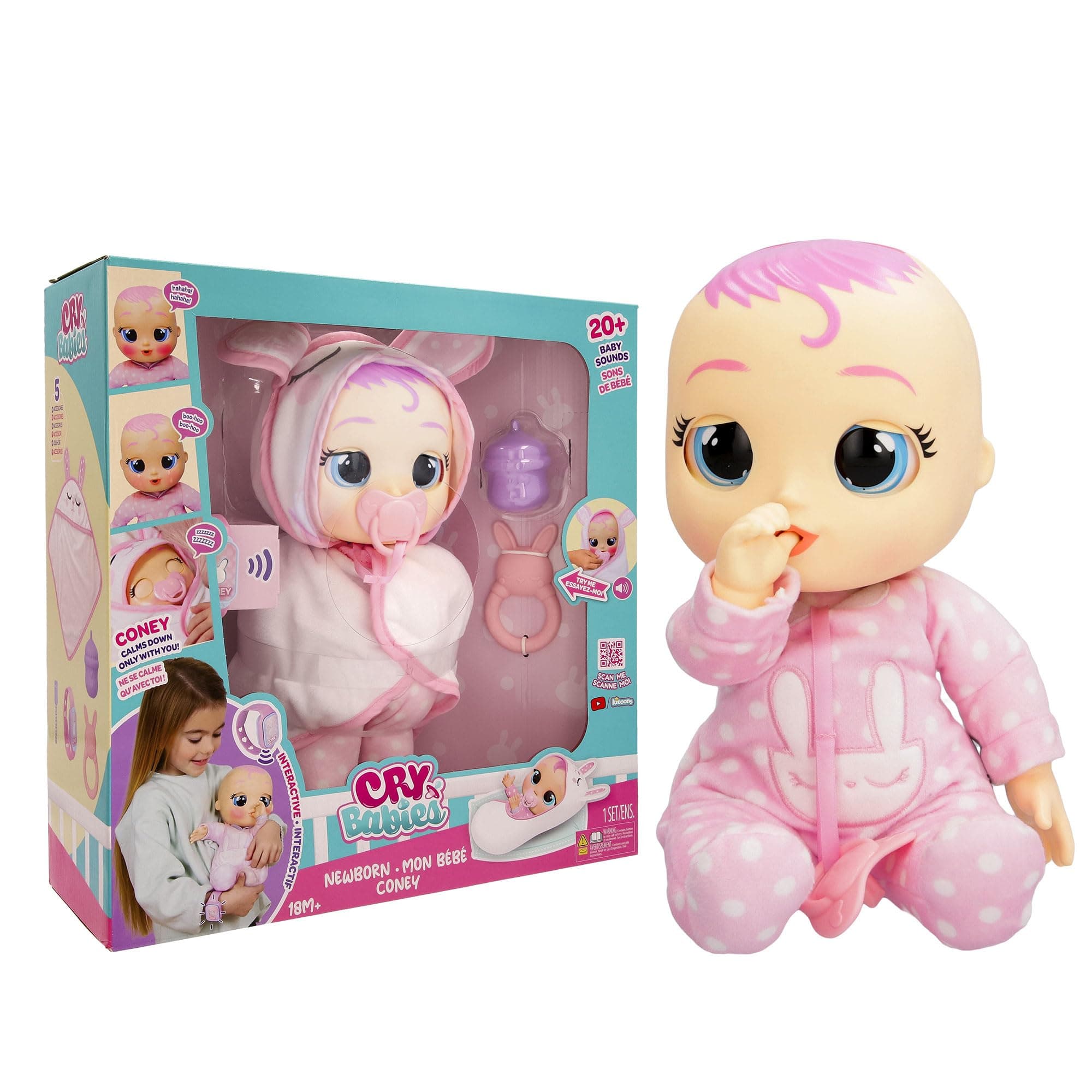 Magic Tears Newborn Coney - Interactive Baby Doll With 20+ Baby Sounds, Girls & Kids Age 18M And Up