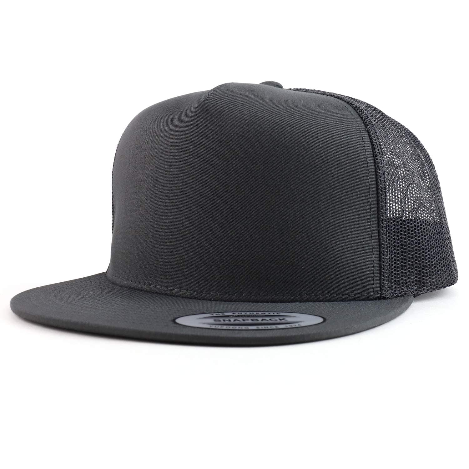 Trendy Apparel Shop Oversize XXL Structured Blank 5 Panel Flatbill Snapback Mesh Cap