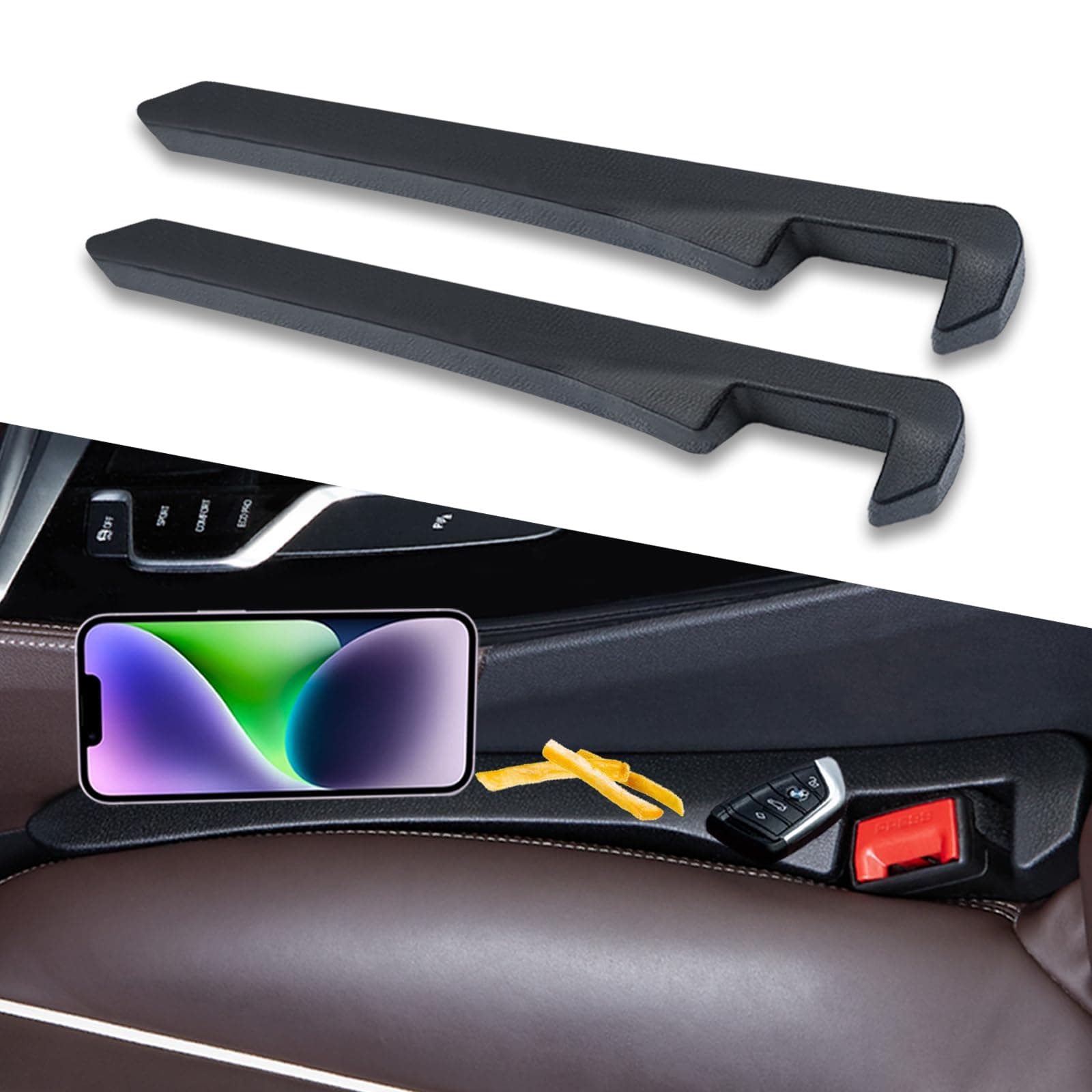 2 Pack Car Seat Gap Filler, Universal for Car SUV, Truck to Fill The Gap Between Seat and Console Crevice Blocker Stop Things from Dropping Black