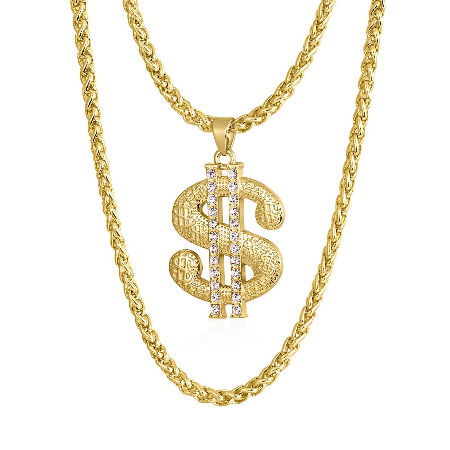 Gold Chain for Men with Dollar Sign Pendant Necklace
