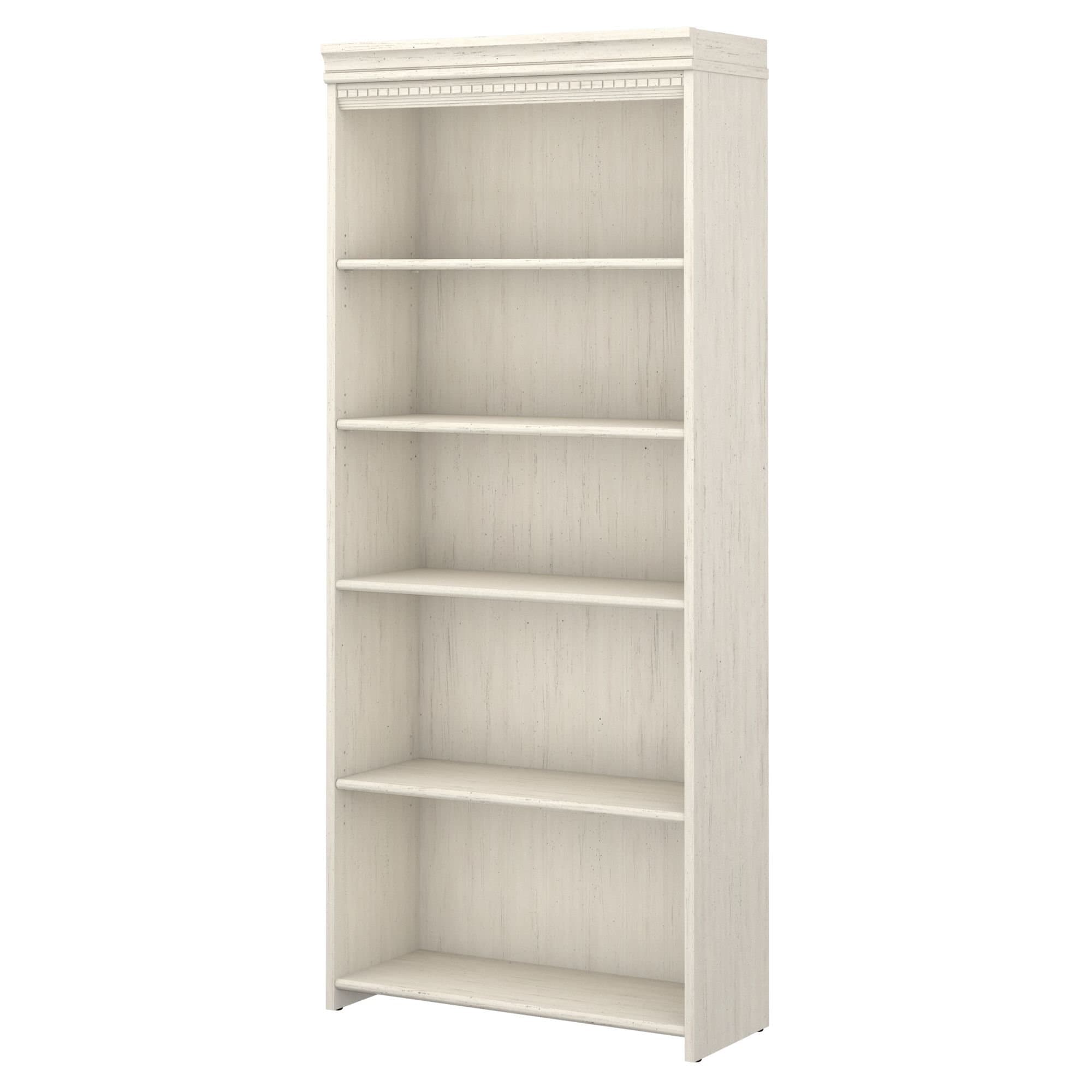 Bush Furniture Fairview 5 Shelf Bookcase, Antique White