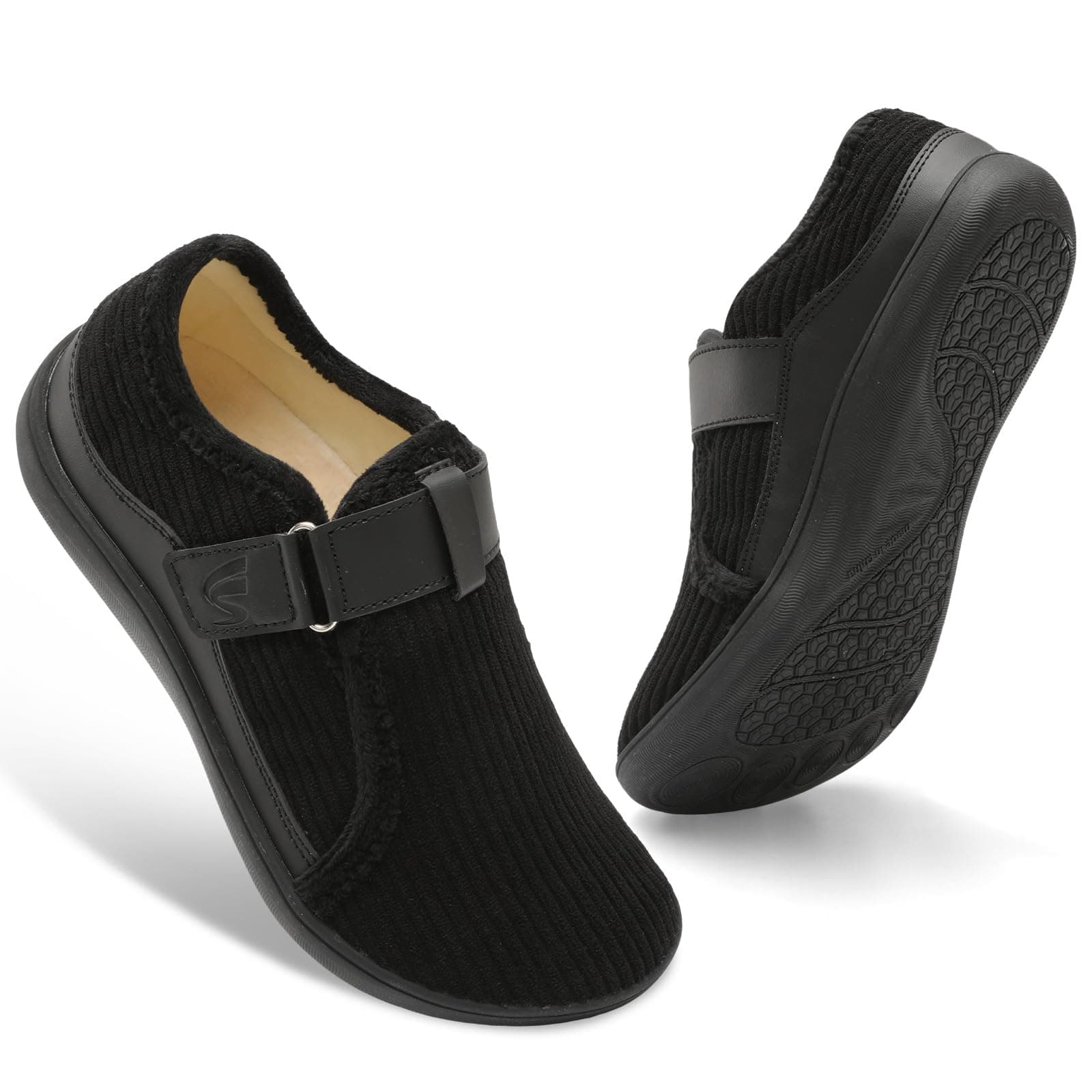 Wide Womens Slippers Adjustable House Shoes Indoor Outdoor Barefoot Slippers Cozy Walking Shoe Swollen Edema Diabetic Shoes