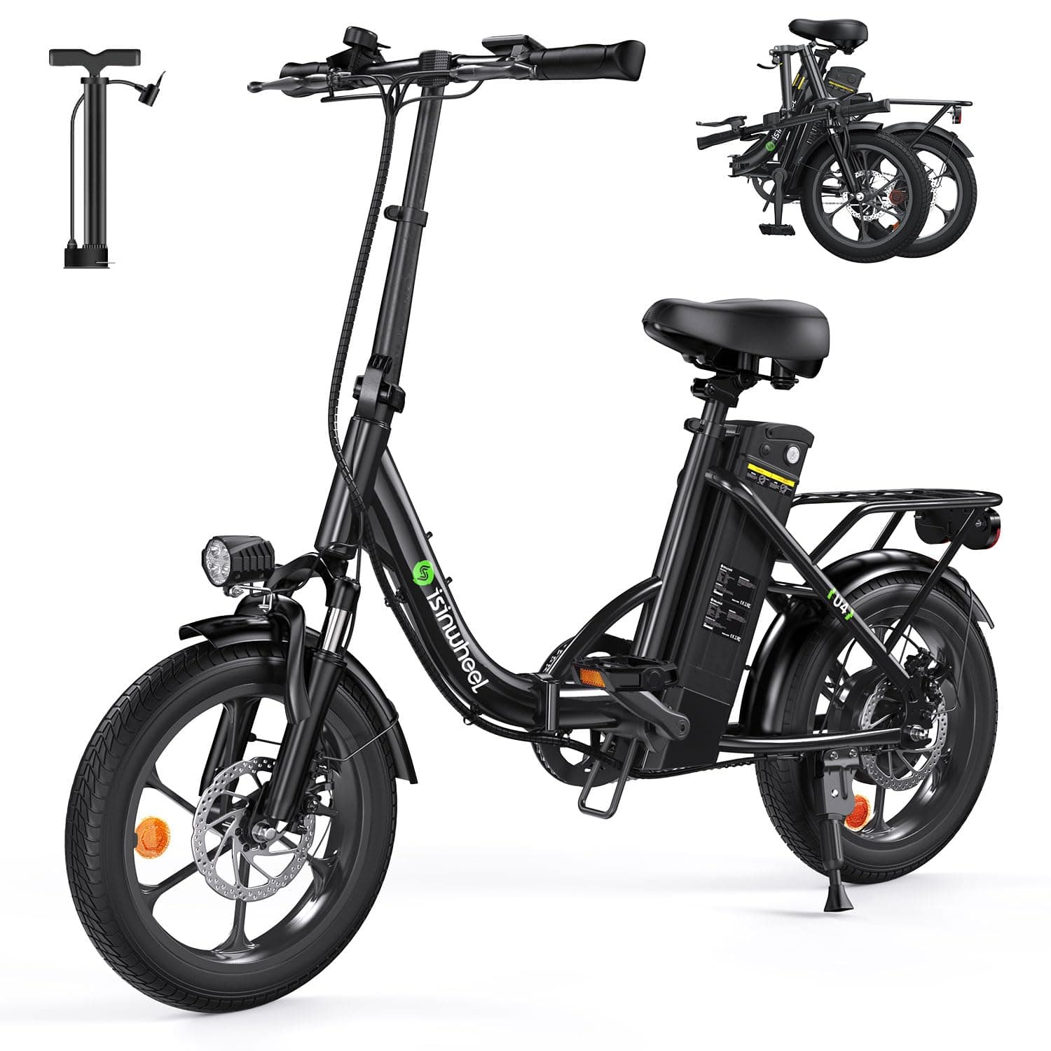 U4 16" Folding E Bike for Adults Electric Bike with Suspension, 10.4Ah Battery, 500W Motor, 19mph Top Speed, Step Through Adult Electric Bicycles, Mini Commute Ebike for Adults and Teens