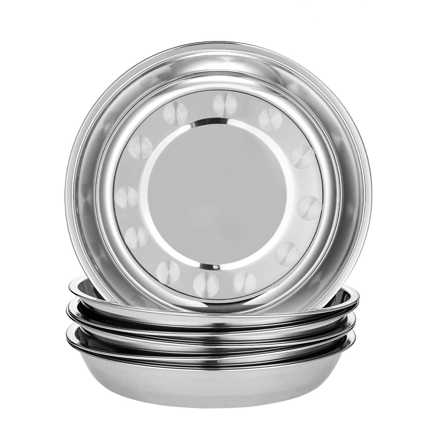 6-Piece 18/10 Stainless Steel Round Plates,Dinner Plate Dish,9-Inch