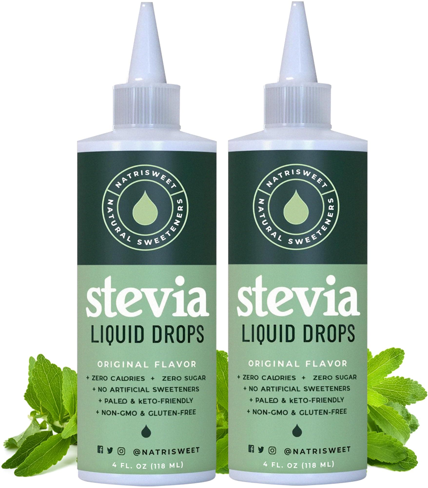 Liquid Stevia Drops 4oz 2pack, Pure Sweetener from Stevia Extract, Plant-Based Sugar Substitute, Zero Calorie Keto Sweetner, Mix Sugar into Drinks and Treats, Non-GMO