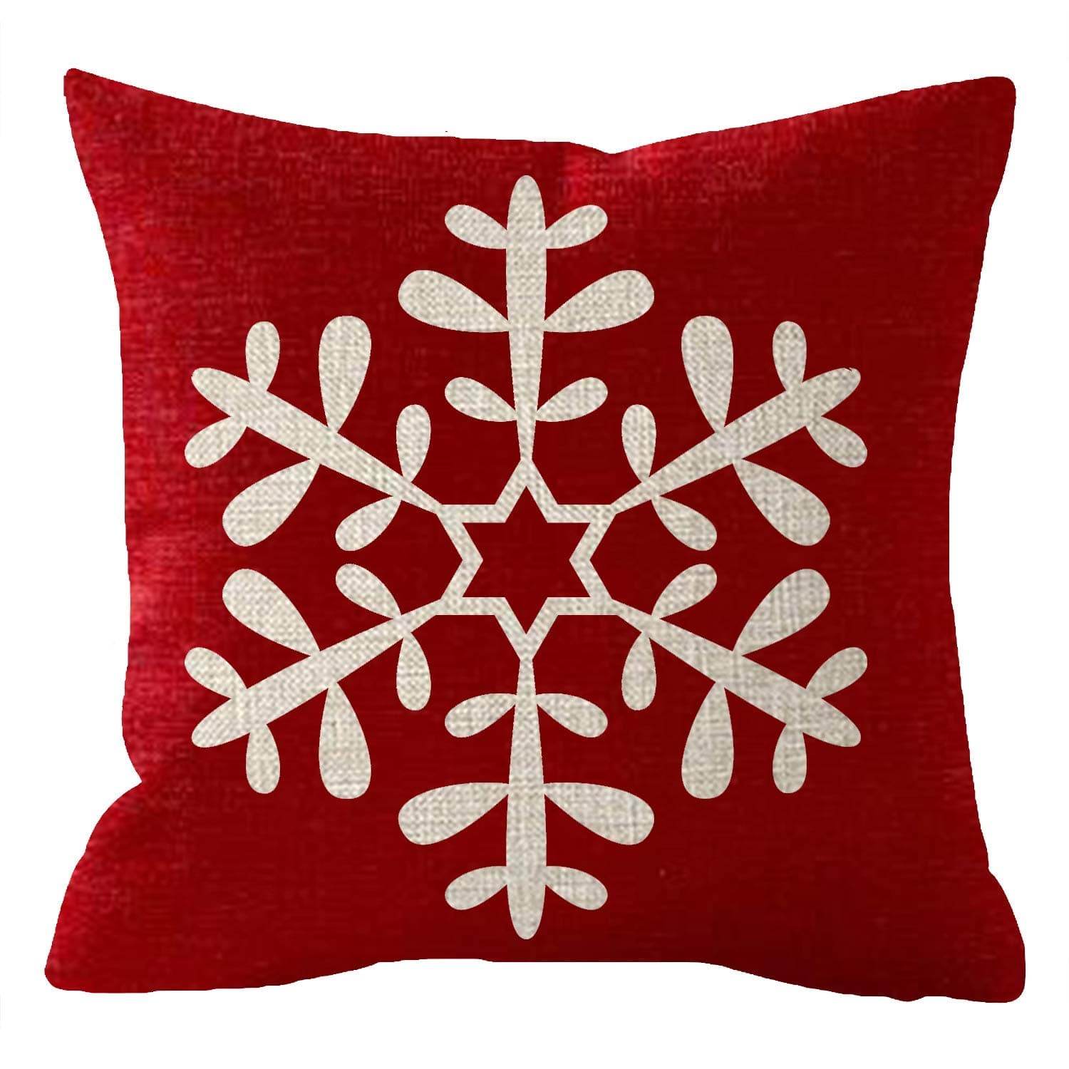 NewhomestyleNewhomestyle Throw Pillow Cover Have Yourself A Merry Little Christmas Beautiful Snowflakes Red Linen Home Decor Square Cushion Pillowcase 16x16 in