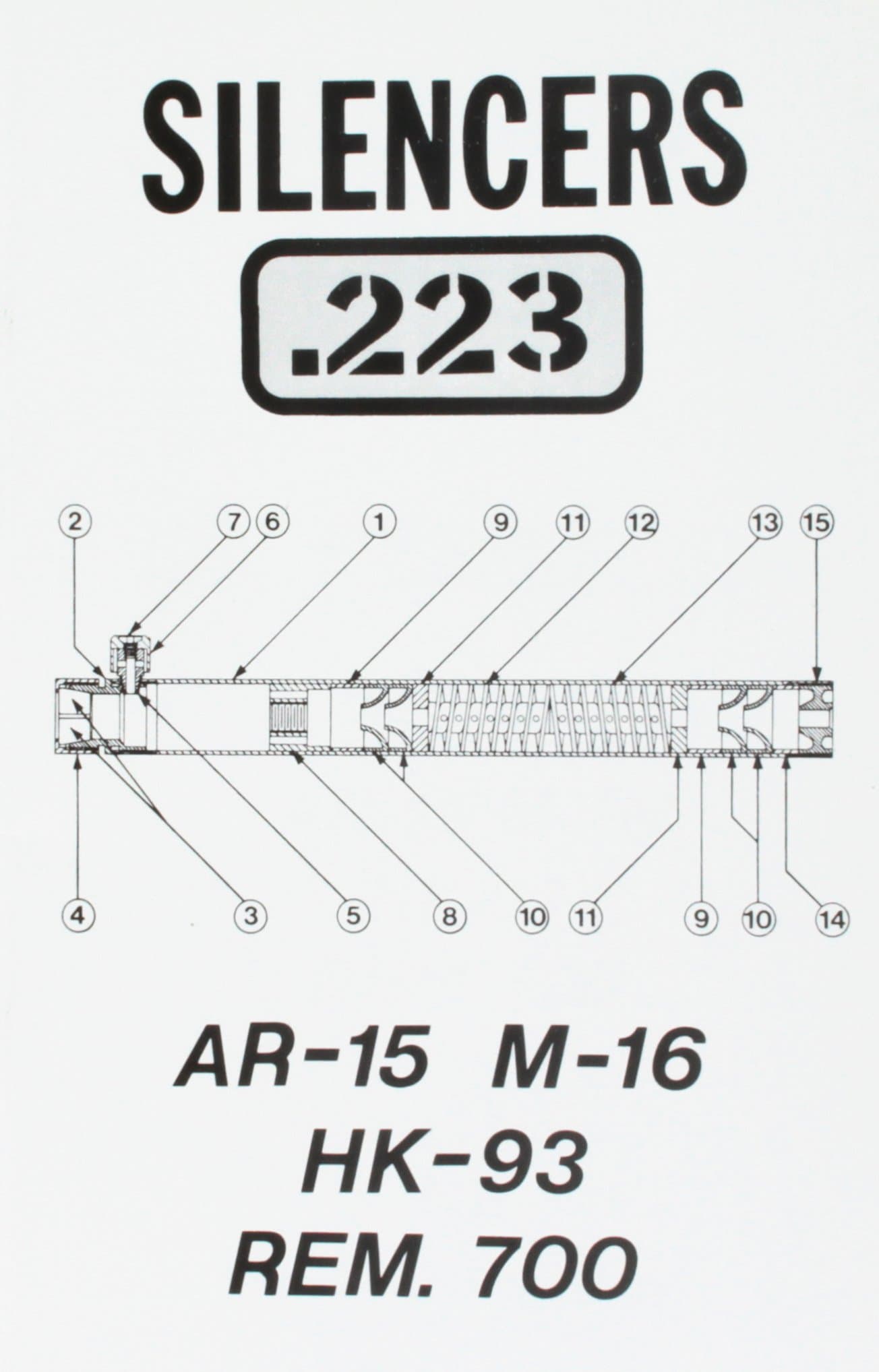 Silencers .223 AR-15 M-16 HK93 Remington 700
