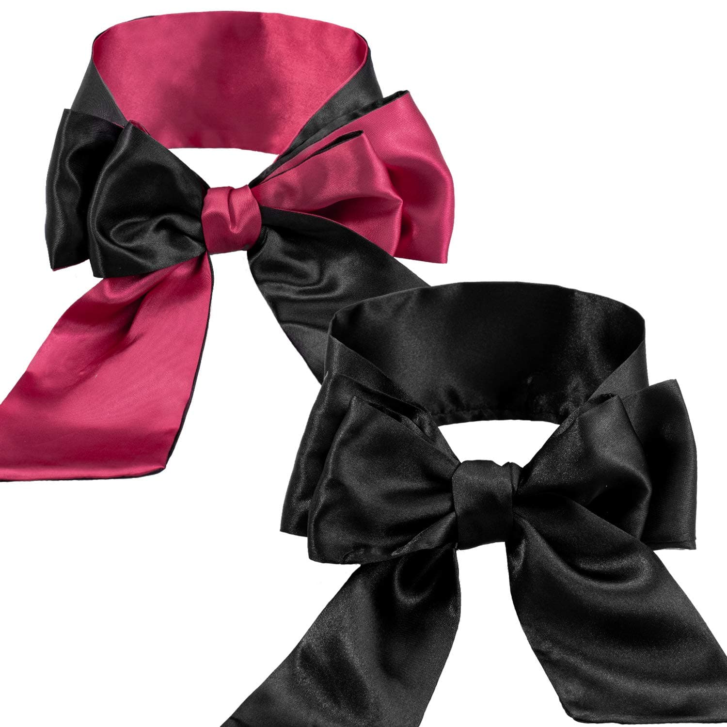 Whaline 2 Pack Satin Eye Cover Silk Sleeping Cover Blindfold Tie for Valentine's Gift 150 cm (Black Red and Black)