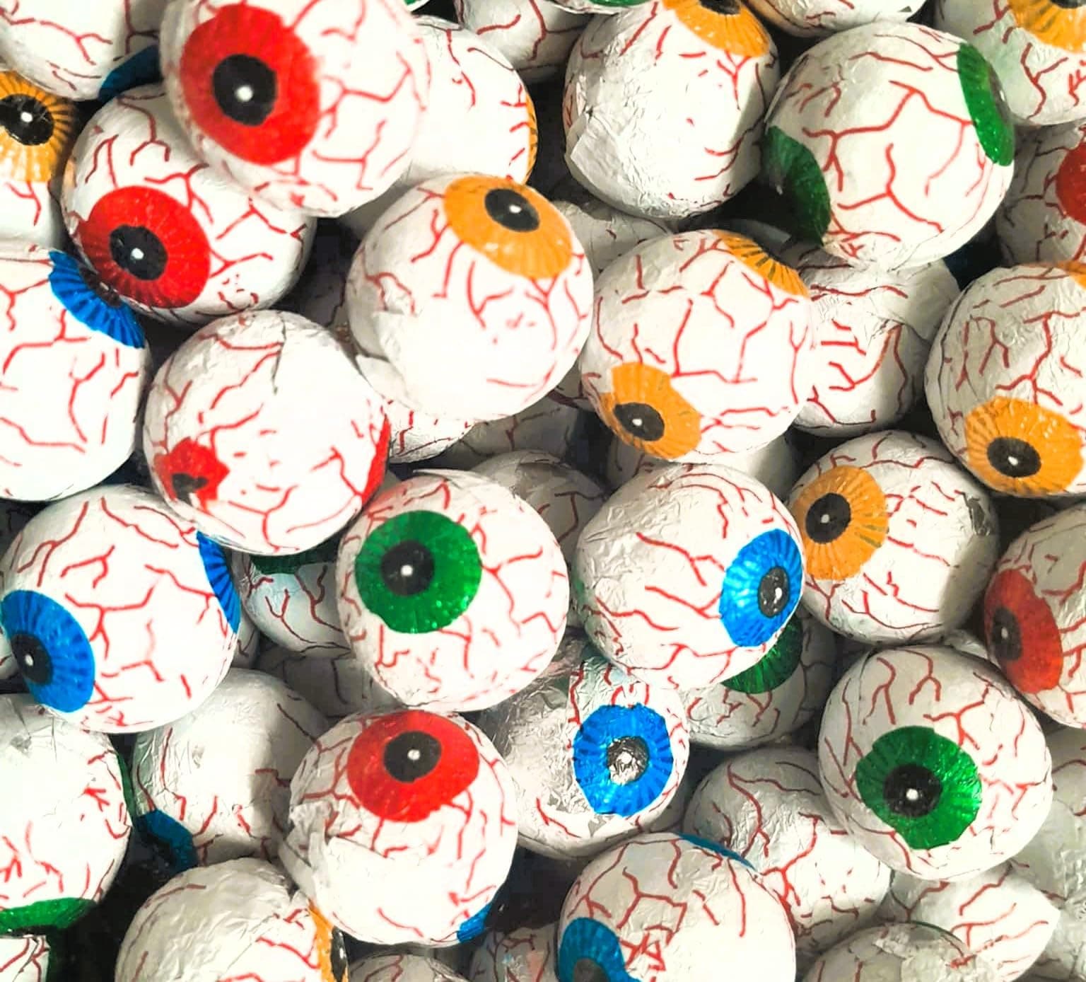 30 Solid Milk Chocolate Eyeballs (Foil Wrapped Chocolate Balls) Halloween Sweets/Candy Favours