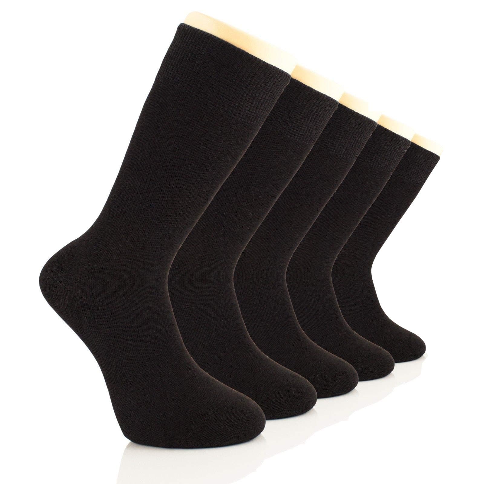 LAETAN Mens Socks, European Bamboo Dress Socks, (Black, Brown, Beige, Navy, Crew Size) (Brown (5 Pairs))