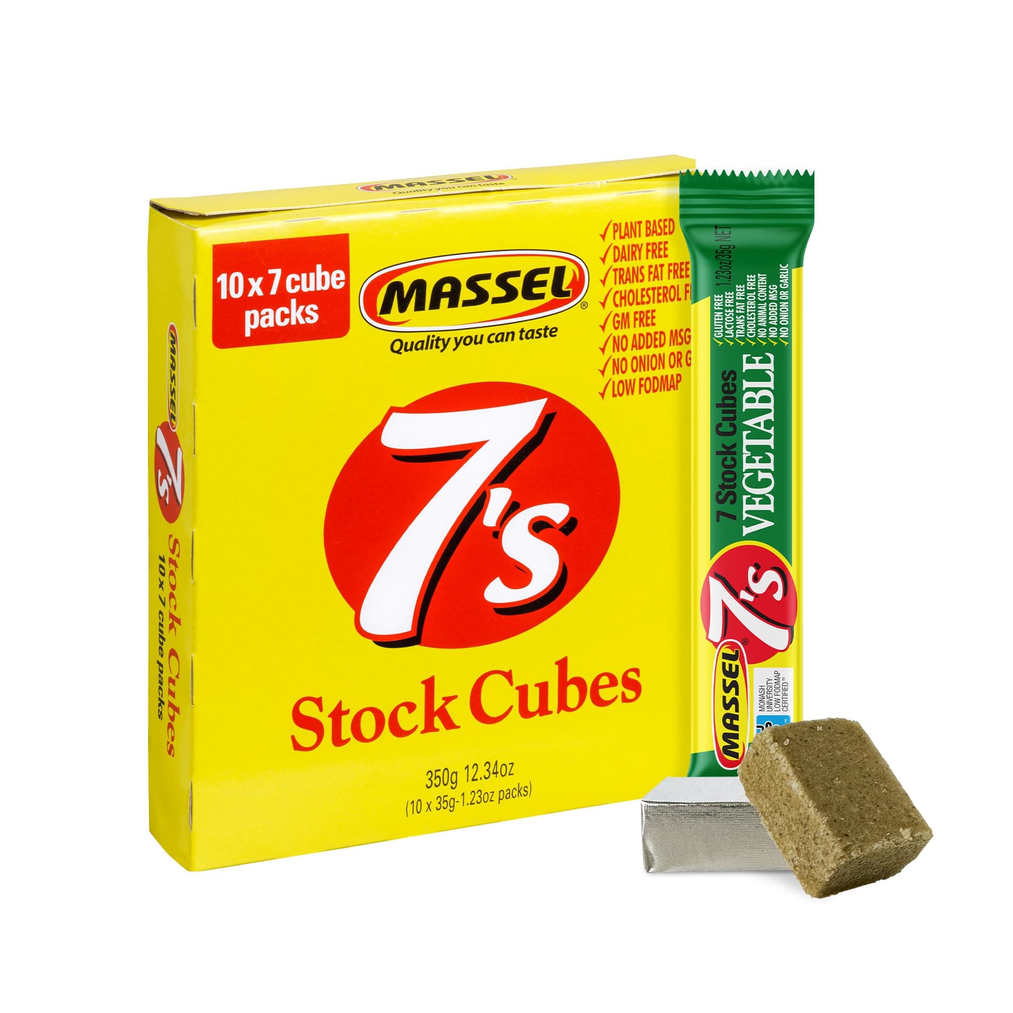 Massel Vegetable Broth Boullion Cube, Gluten Free, Low Fodmap Stock, MSG & Dairy Free, GMO Free, 0g Trans Fat Soup Base, Seasoning for Ramen, Soup, Stew, No Animal Content, 10 Bulk Pack, 70