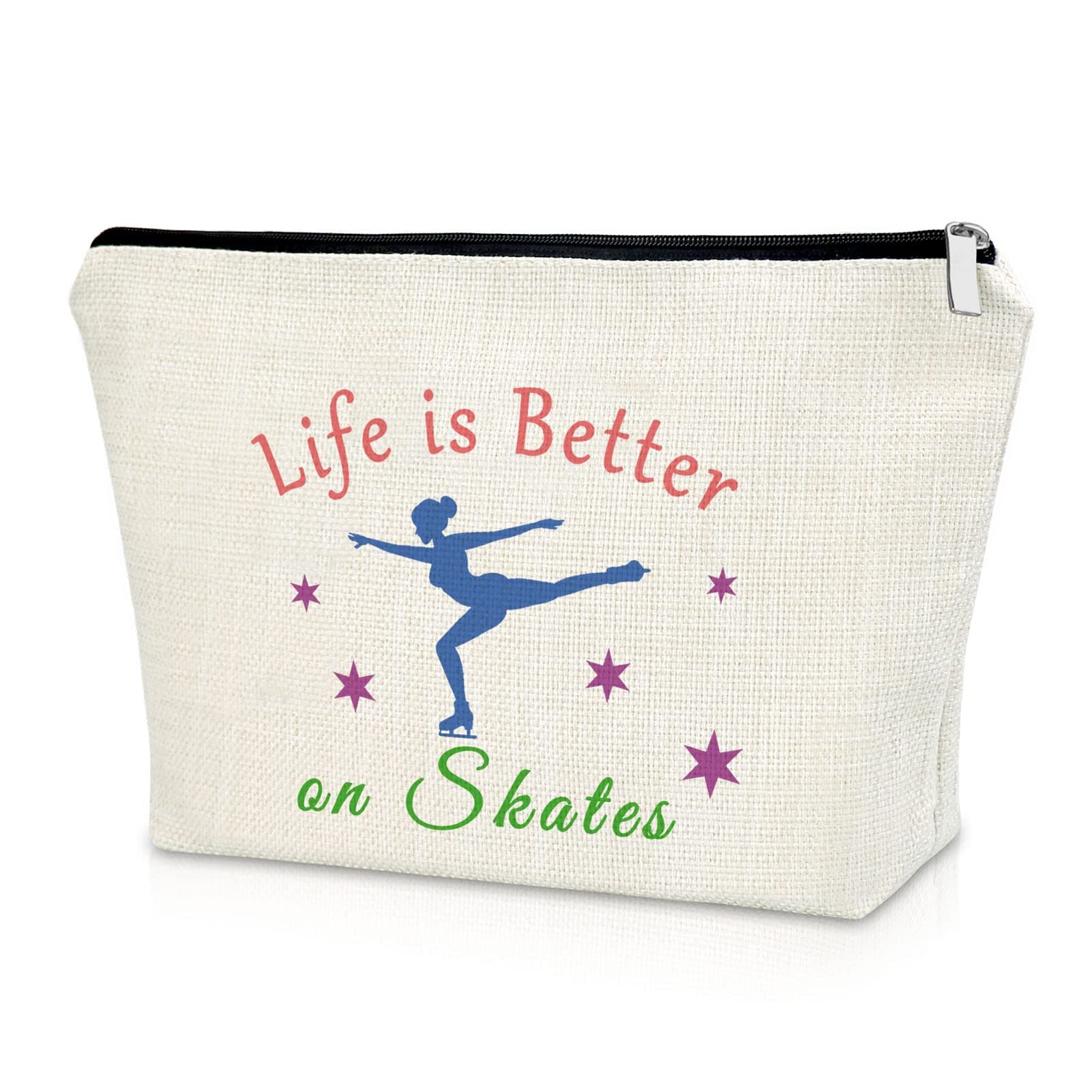 Ice Skater Makeup Bag Figure Skating Team Gift for Women Graduation Birthday Christmas Gifts for Skate Lovers Cosmetic Travel Pouch