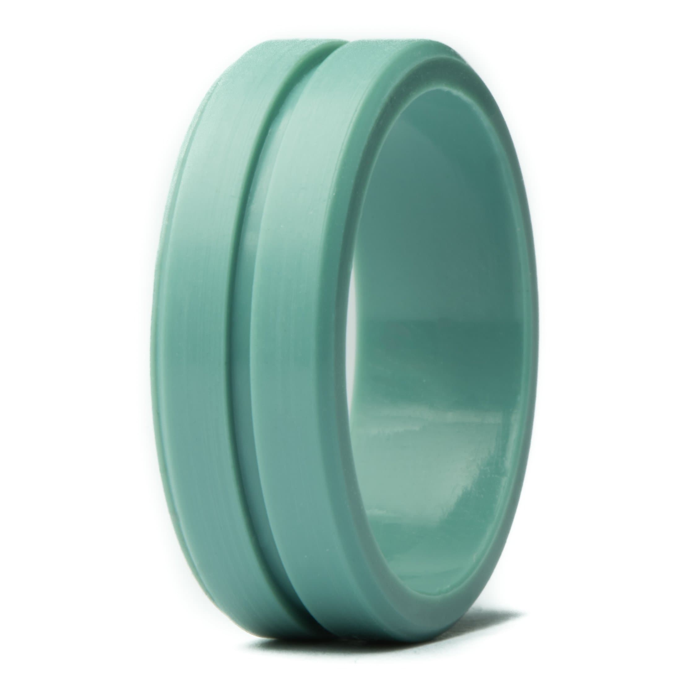 Silicone Wedding Rings | Safety Rubber Wedding Bands | Athletic Ring for Active Men | Thin Groove Ring 7mm Wide | Best Alternative for Work, Mechanics, Sports, Workout Ring | Turquoise - Size 10