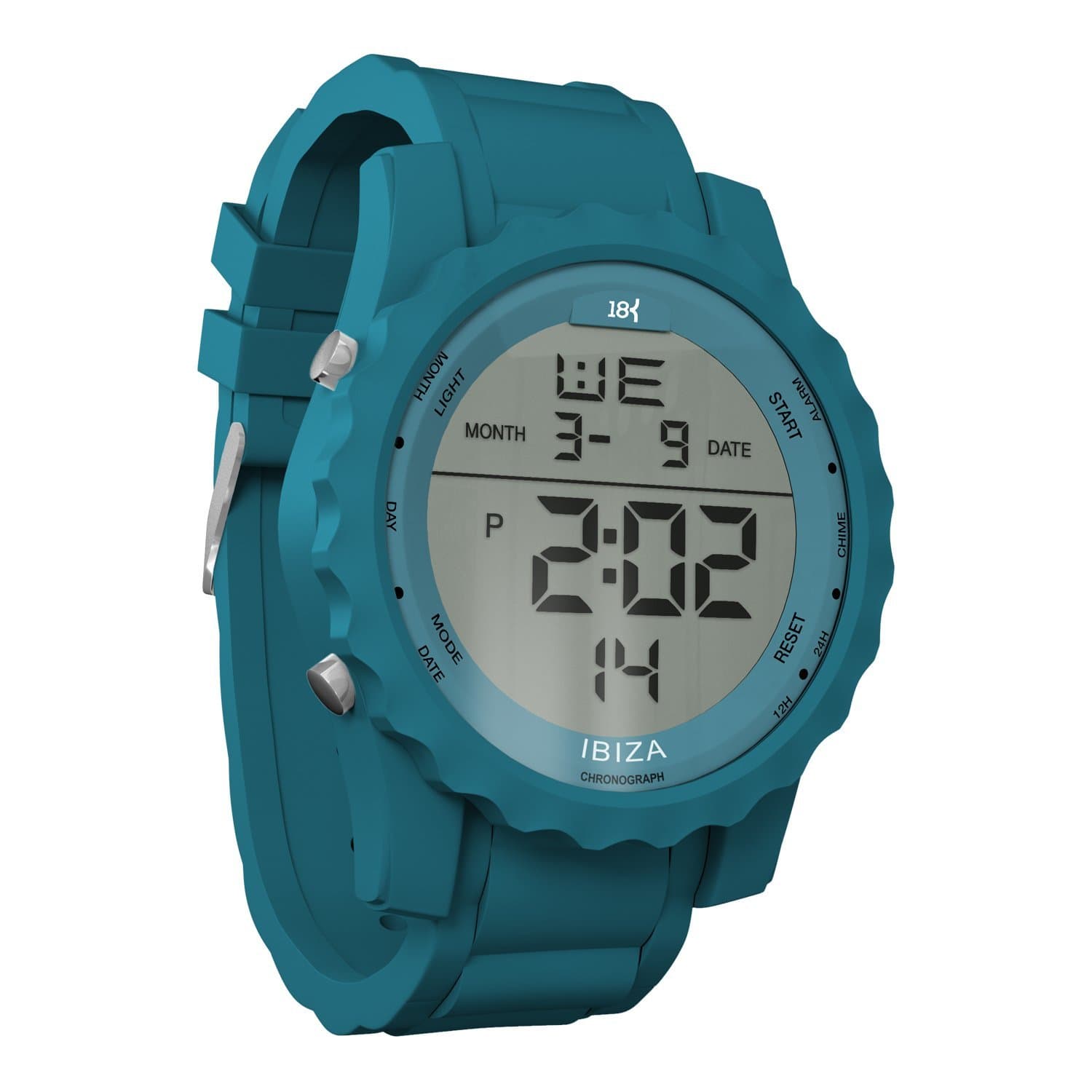 18K Watches Men's Ibiza Digital Watch, Teal Blue