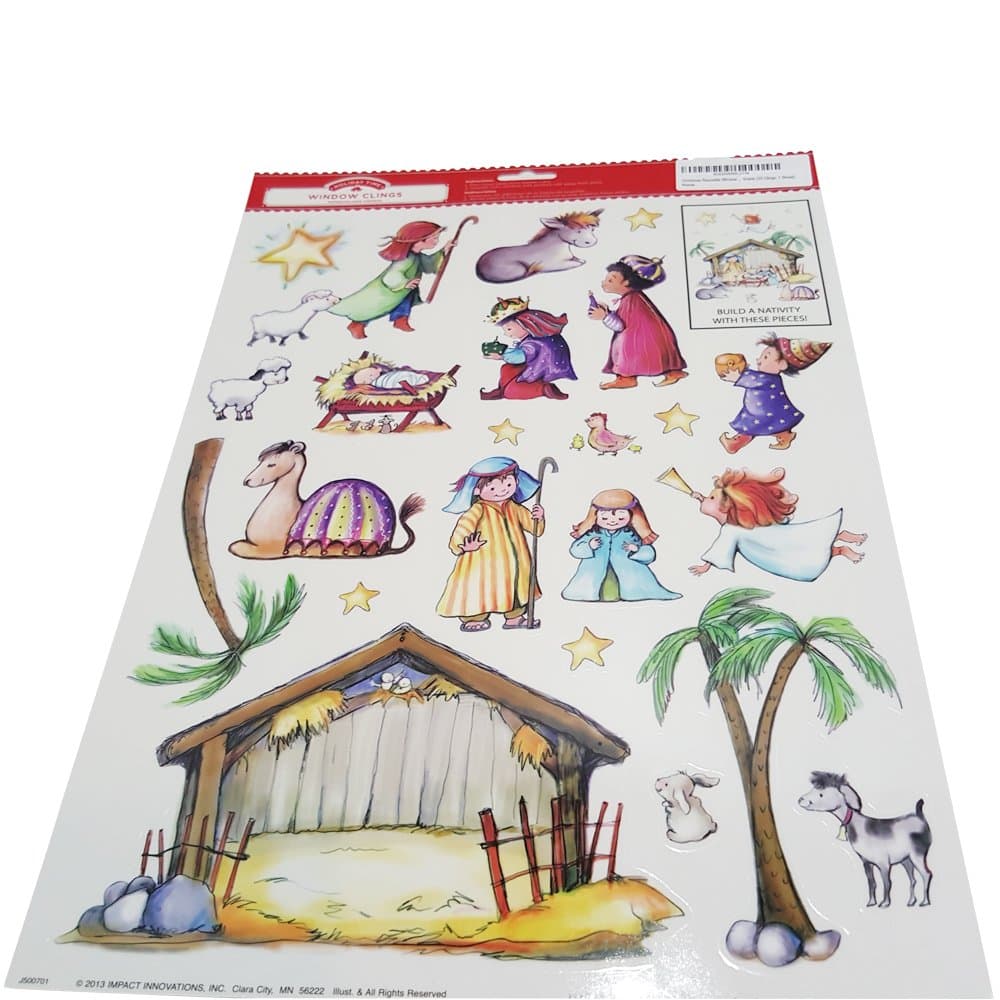 Christmas Reusable Window Clings ~ Build Your Own Nativity Scene (23 Clings, 1 Sheet)