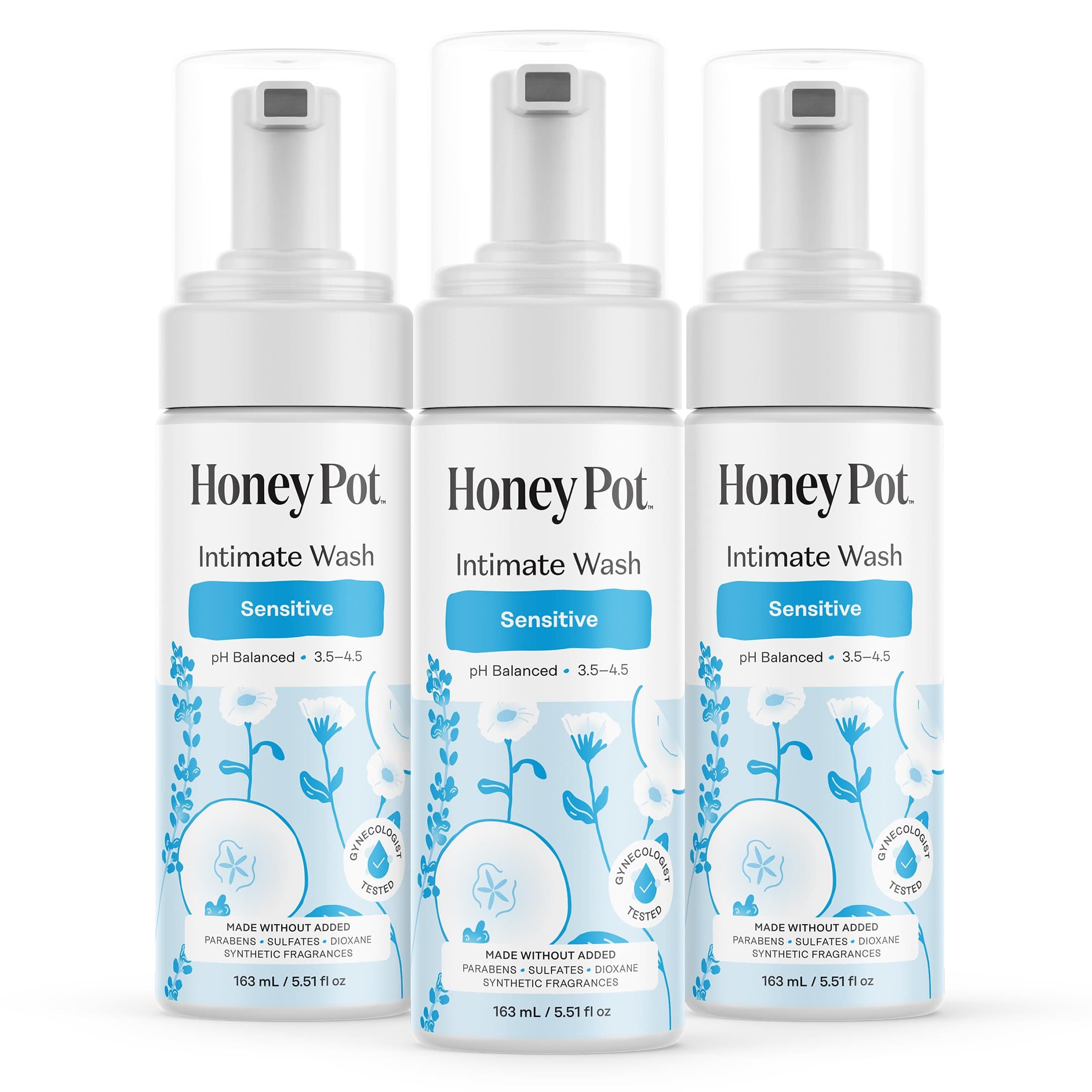 The Honey Pot Company - Sensitive Feminine Wash - Herbal Infused - PH Balanced Plant Based Natural Hygiene Products - 5.51 Fluid Oz (Pack 3)